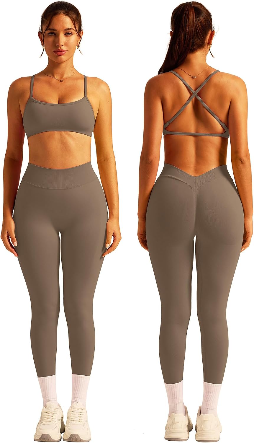 Women's Square Neck Bra and Flare Leggings Set