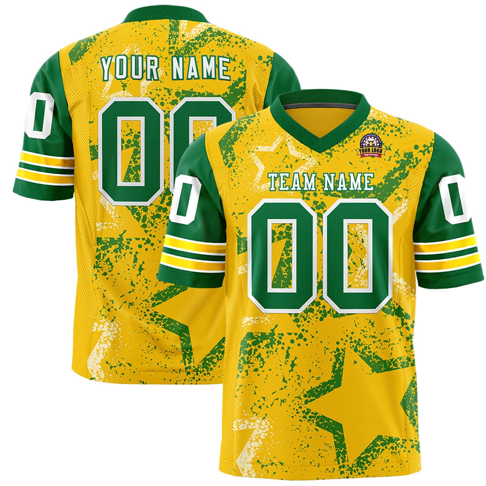 Individuell personalisiertes, authentisches Fußballtrikot mit Sternmuster-Design Individuell personalisiertes, authentisches Fußballtrikot mit Sternmuster-Design