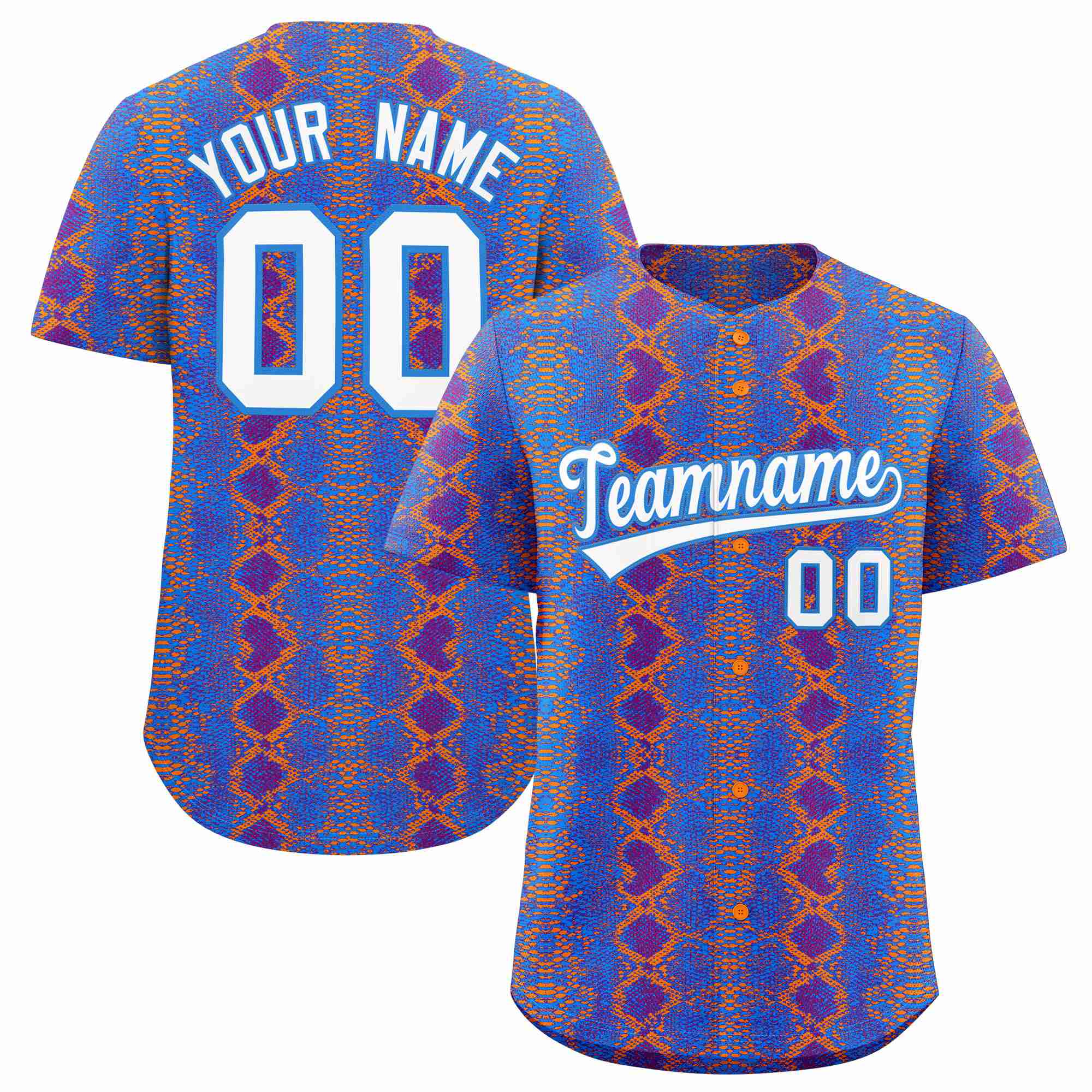 Benutzerdefiniertes authentisches Baseball-Trikot mit mehrfarbigem Schlangenledermuster