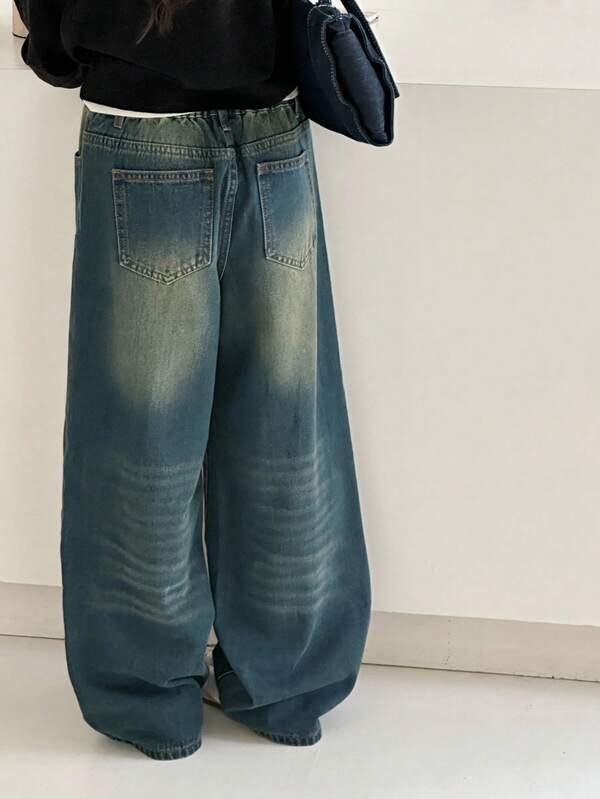 Mode und Freizeit für Mädchen, cooler Retro-Street-Style, einfacher Basic-Style, bequeme blaue Baggy-Jeans im Retro-Stil für die Schulanfangssaison, die College-Saison, weich und bequem, geeignet für den Alltag, Herbst und Winter, Rave-Partys, Freizeit zu Mode und Freizeit für Mädchen, cooler Retro-Street-Style, einfacher Basic-Style, bequeme blaue Baggy-Jeans im Retro-Stil für die Schulanfangssaison, die College-Saison, weich und bequem, geeignet für den Alltag, Herbst und Winter, Rave-Partys, Freizeit zu