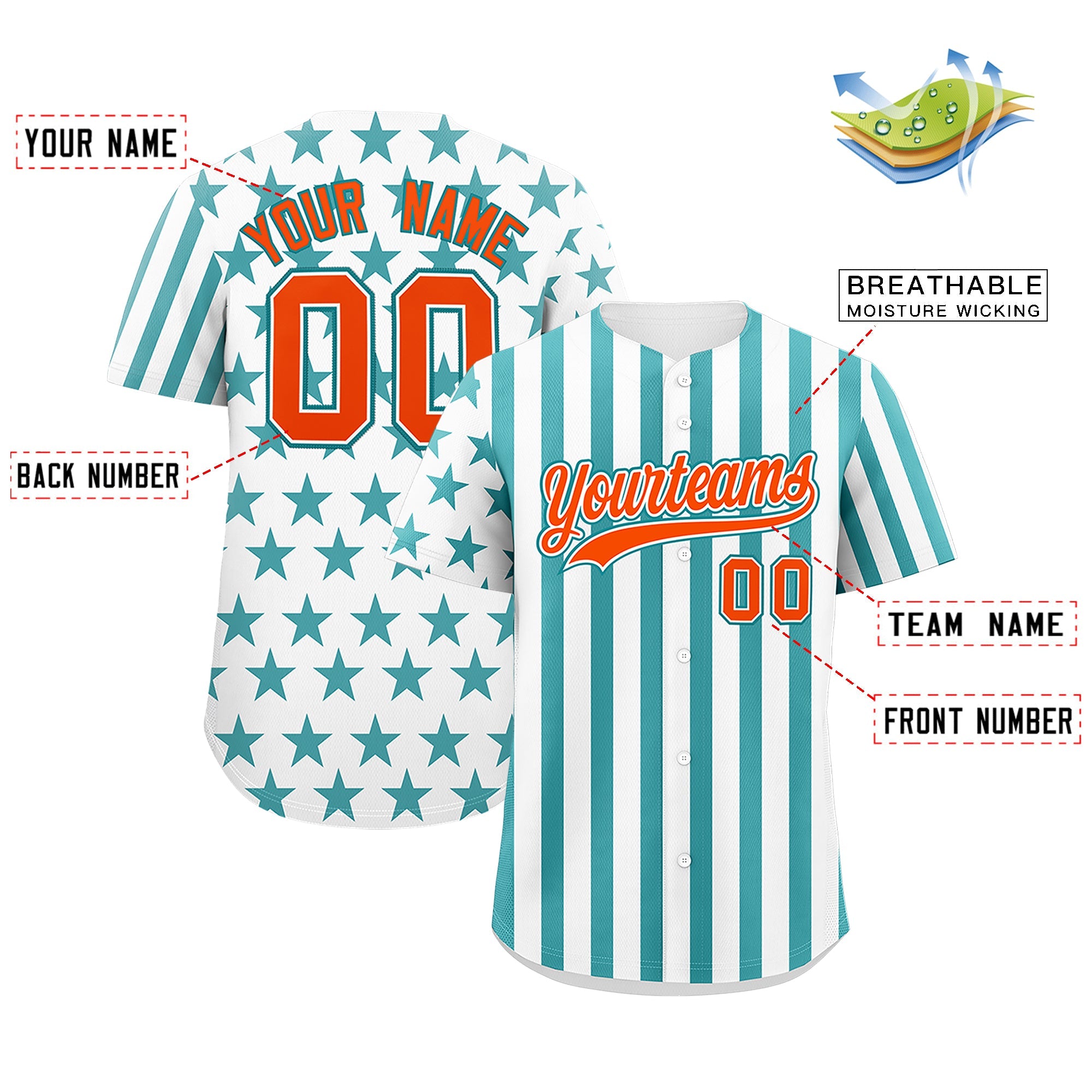 Benutzerdefiniertes Graffiti-Muster-Baseball-Trikot mit amerikanischer Flagge