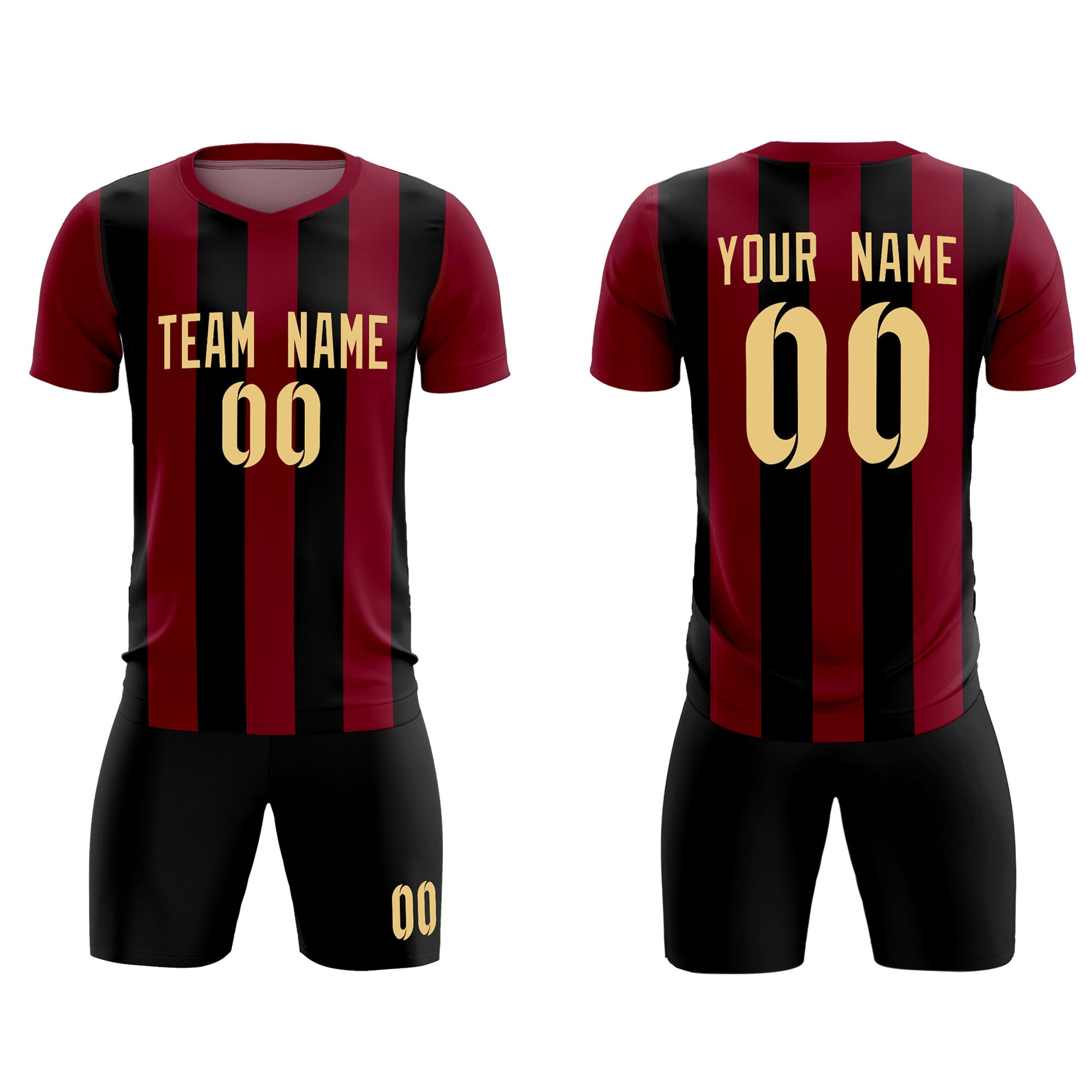 Benutzerdefinierte vertikale Streifen Casual Outdoor-Fußball-Sets-Trikot Benutzerdefinierte vertikale Streifen Casual Outdoor-Fußball-Sets-Trikot