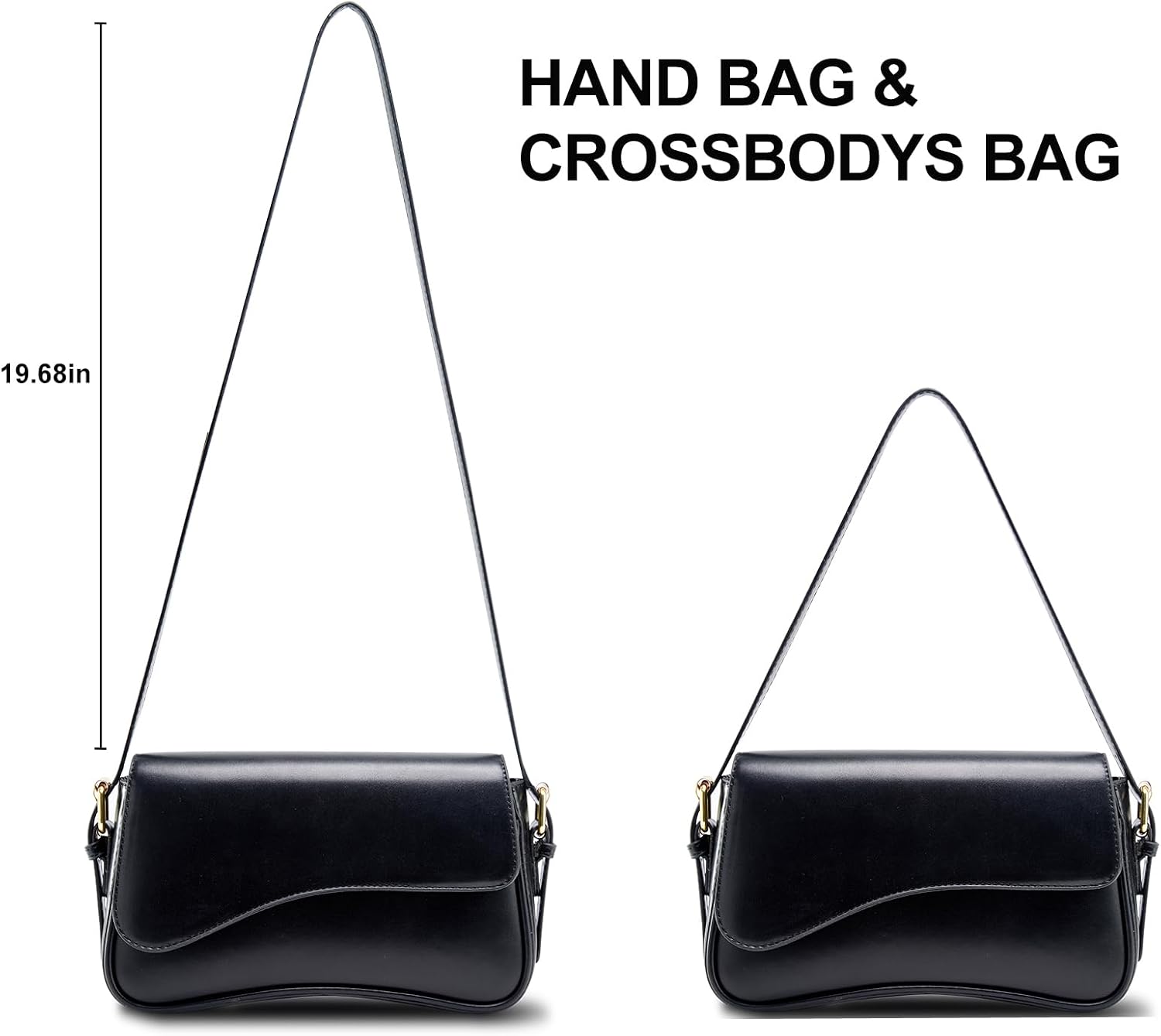 Women's Soft PU Leather Shoulder Bag Wavy Flap Purse