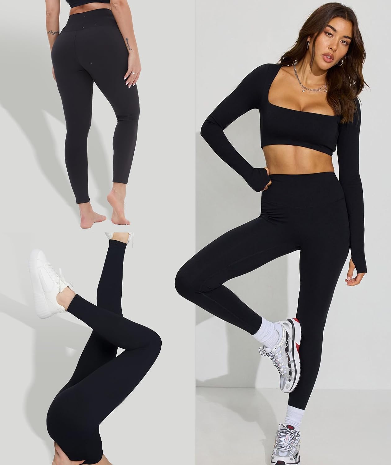 Women's High Waist Full Length Yoga Leggings (Black)