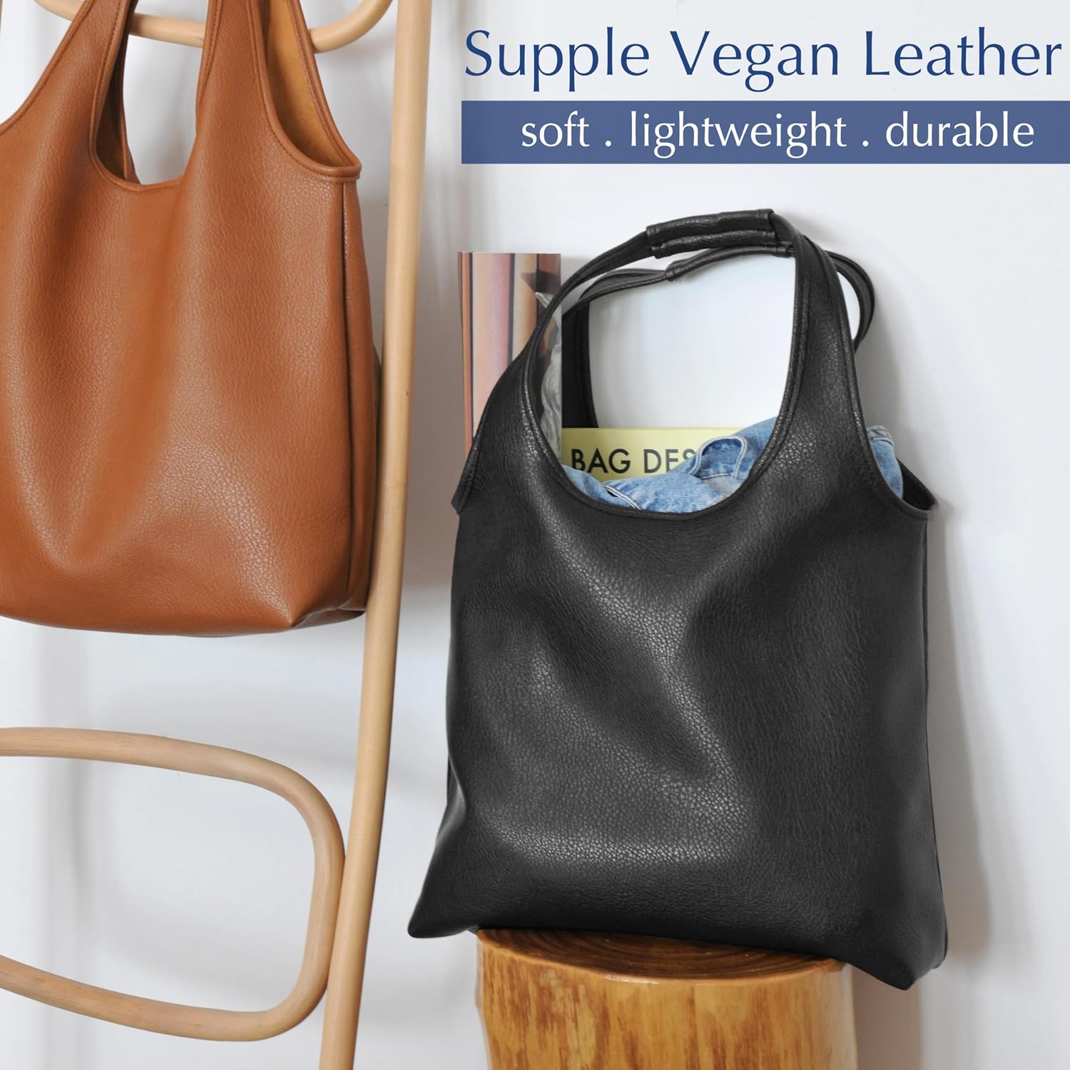 Women's Soft Vegan Leather Oversized Hobo Bag Tote Women's Soft Vegan Leather Oversized Hobo Bag Tote