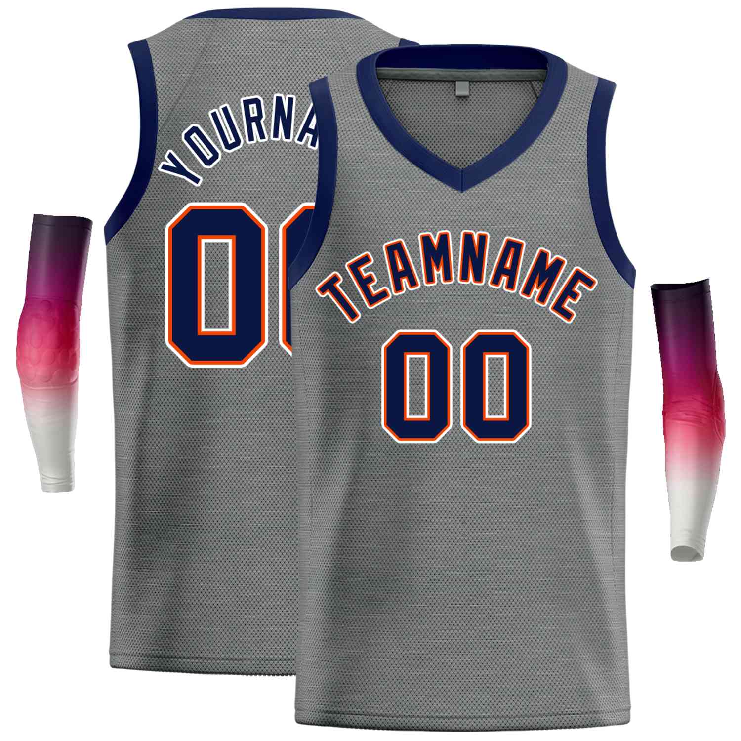 Benutzerdefiniertes Navv-Orange Classic Tops Herren-Freizeit-Basketballtrikot