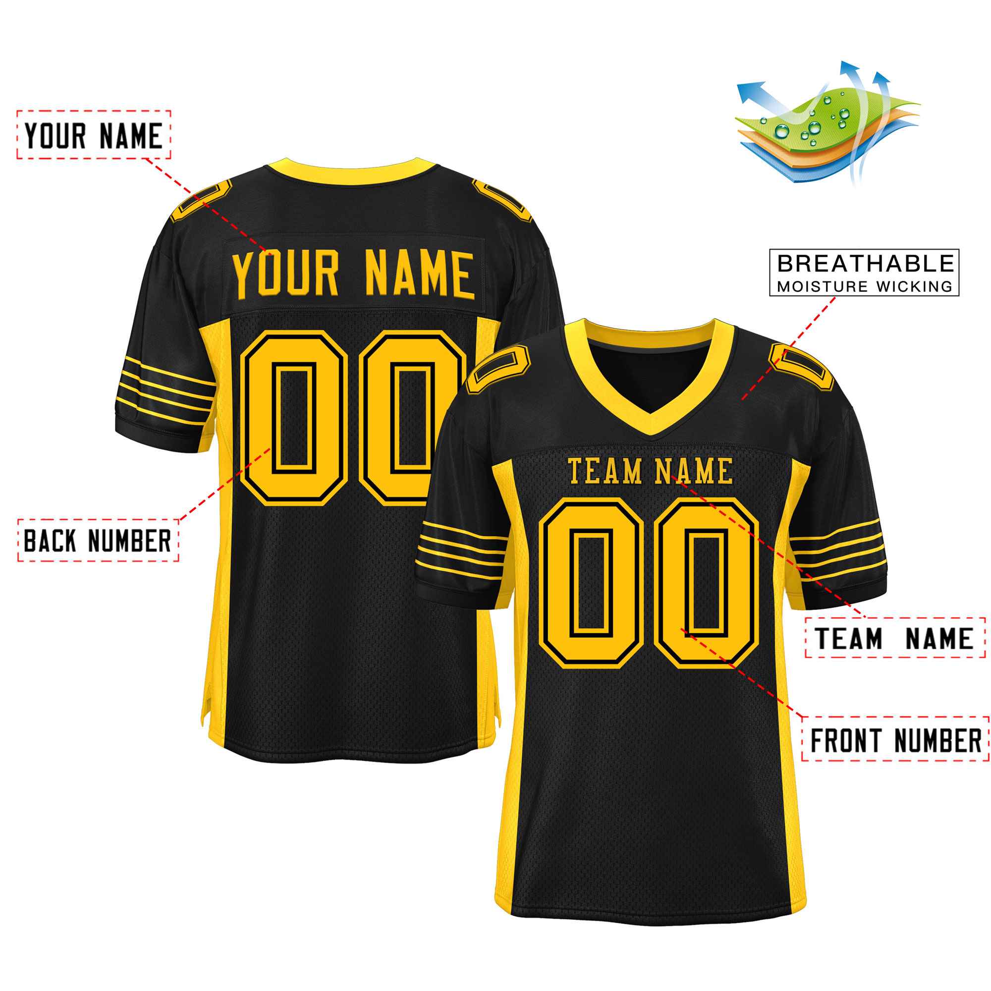 Authentisches Mesh-Fußballtrikot mit individuellem Einsatz und Farbdesign