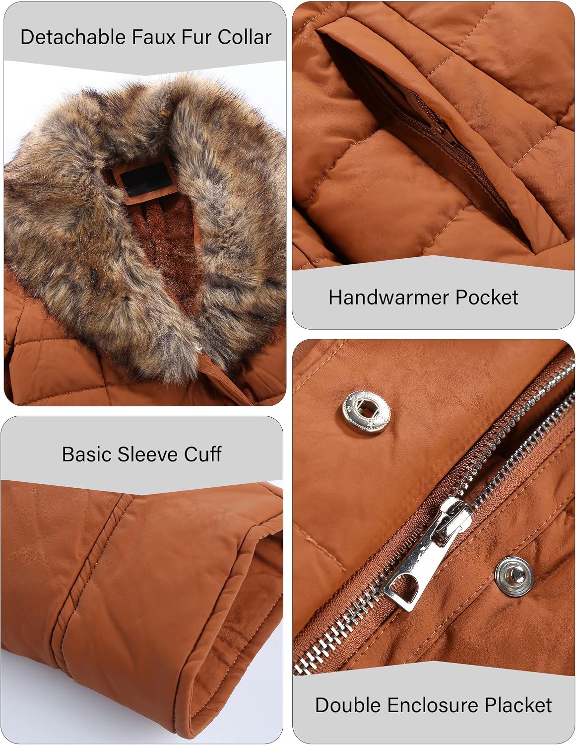 Women's Long Belted Puffer Coat Faux Fur Collar Camel