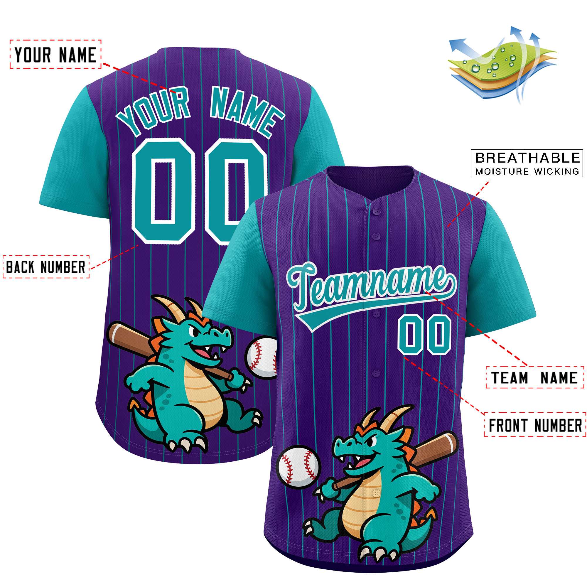 Authentisches Baseball-Trikot mit individuellem Streifen-Tiere-Graffiti-Muster, Raglanärmeln Authentisches Baseball-Trikot mit individuellem Streifen-Tiere-Graffiti-Muster, Raglanärmeln