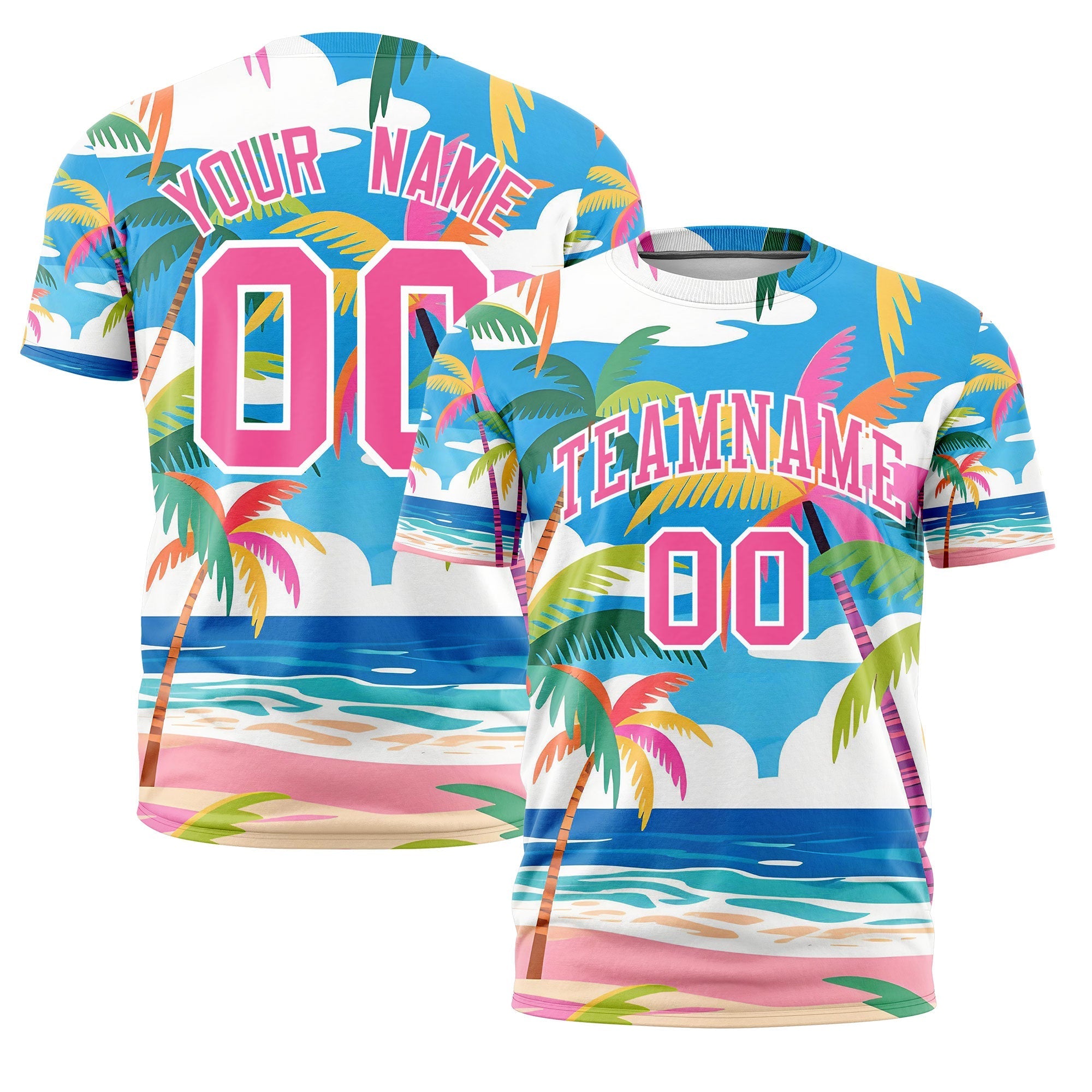 Benutzerdefiniertes T-Shirt im hawaiianischen Stil mit Graffiti-Muster