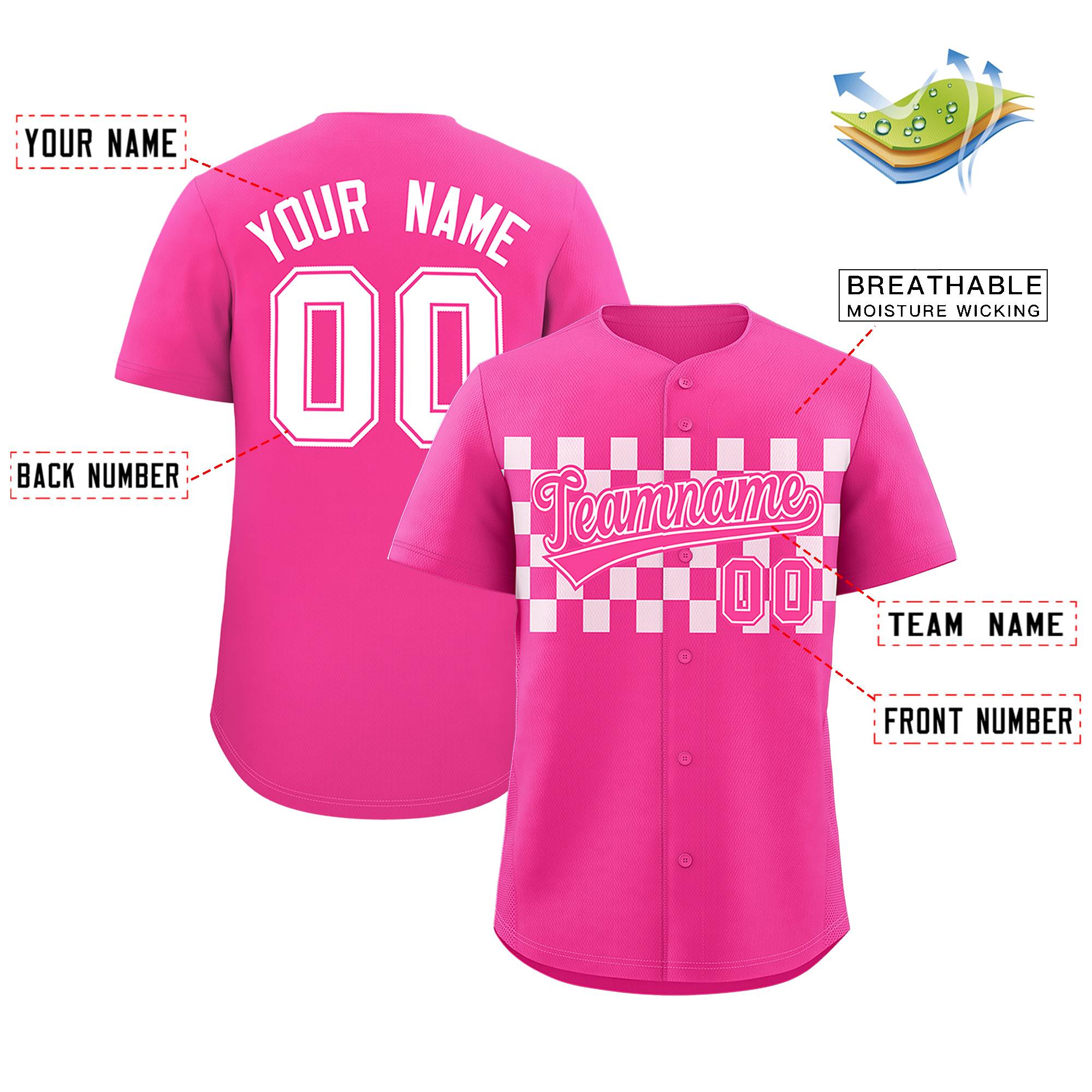 Individuell personalisiertes authentisches Baseball-Trikot mit kariertem Modedesign Individuell personalisiertes authentisches Baseball-Trikot mit kariertem Modedesign