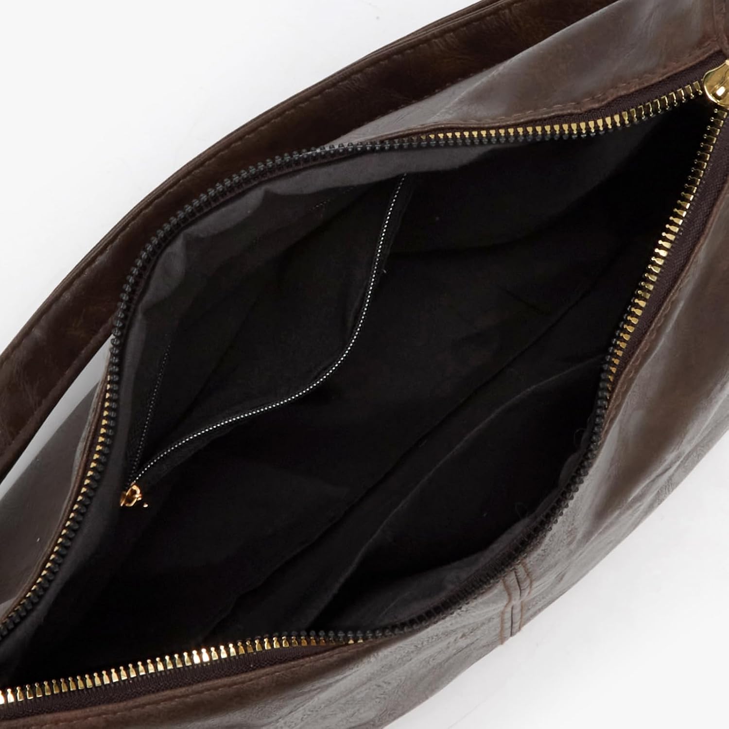Women's PU Leather Slouchy Hobo Shoulder Bag Brown
