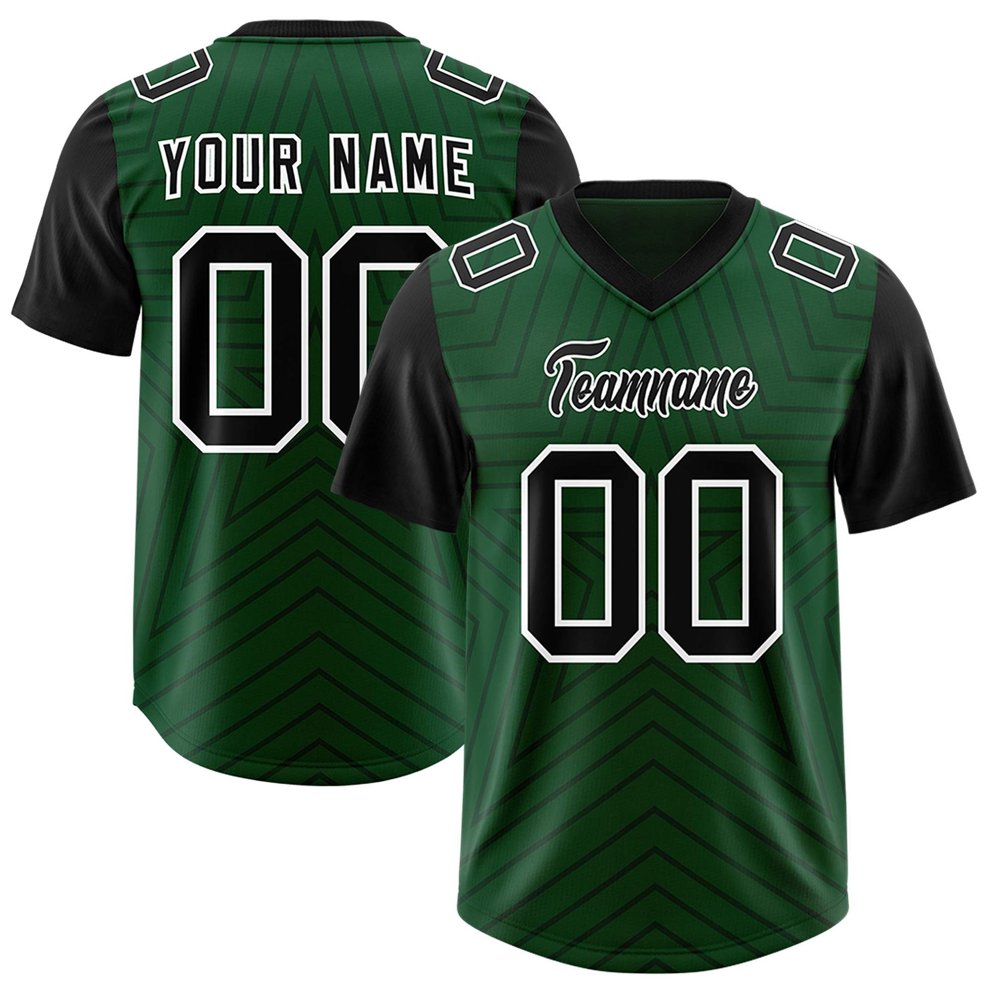 Individuell personalisiertes, authentisches Fußballtrikot mit Raglanärmeln und Sternenmuster