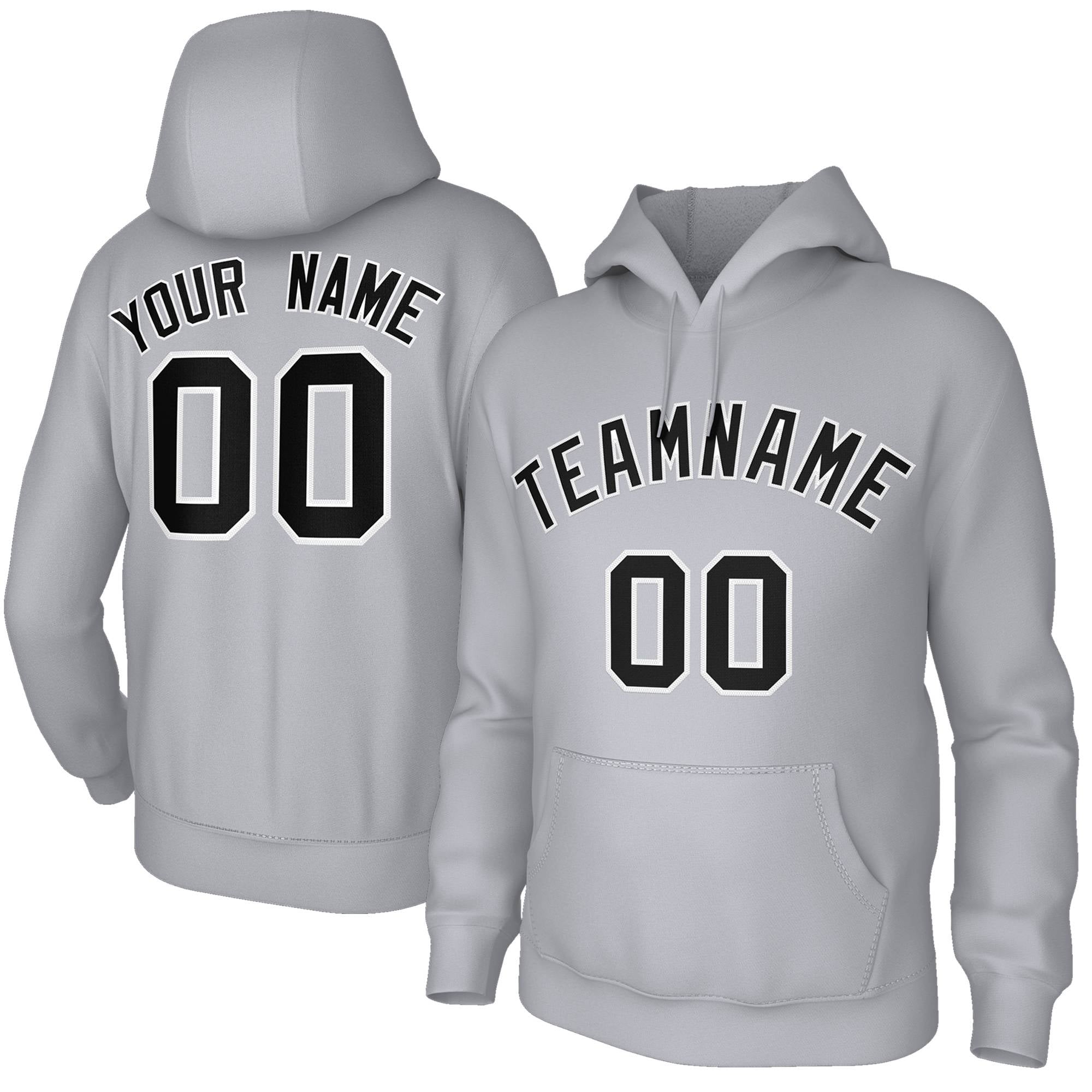 Individuell genähter grau-schwarz-weißer Sweatshirt-Pullover im klassischen Stil