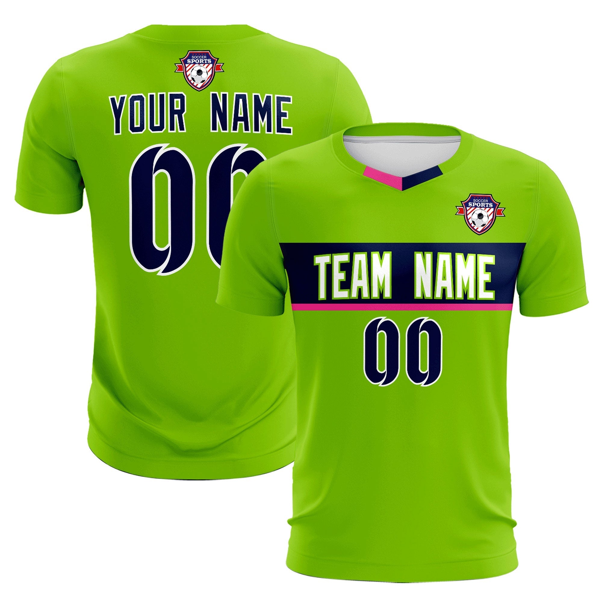 Benutzerdefinierte neongrüne klassische Sportsets mit Fußballtrikot