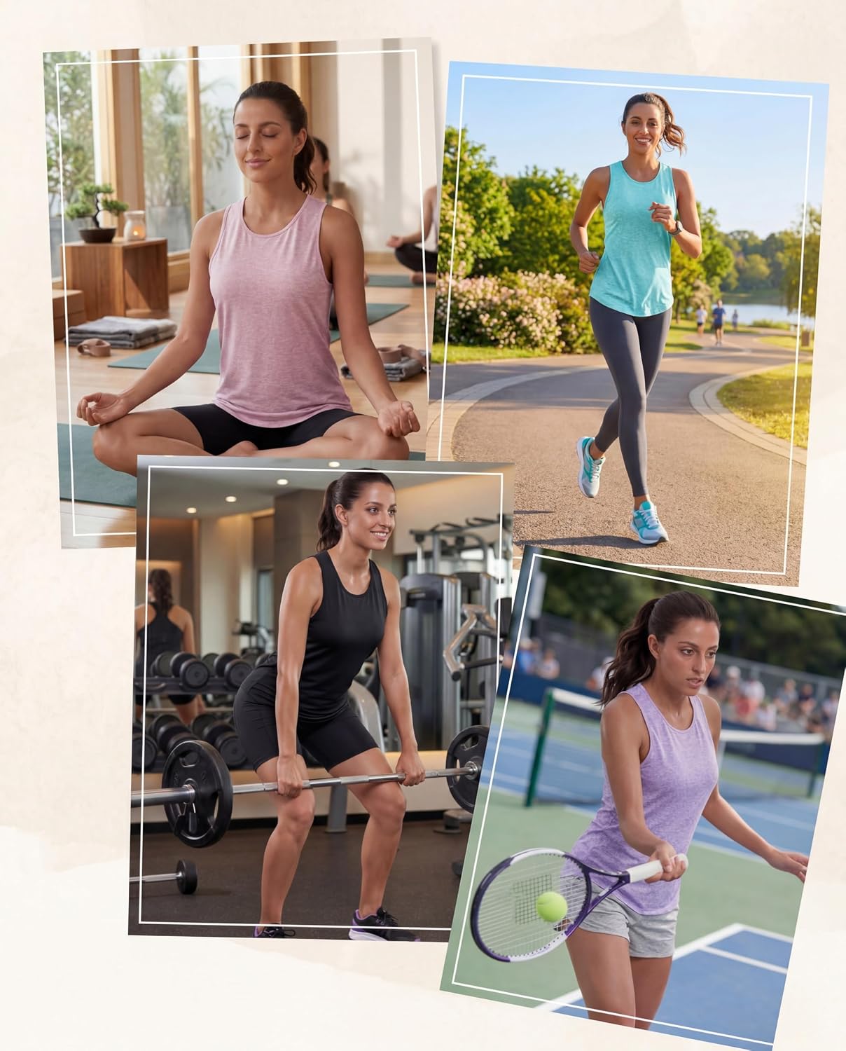 Women's Racerback Workout Tank 5 Pack Moisture Wicking