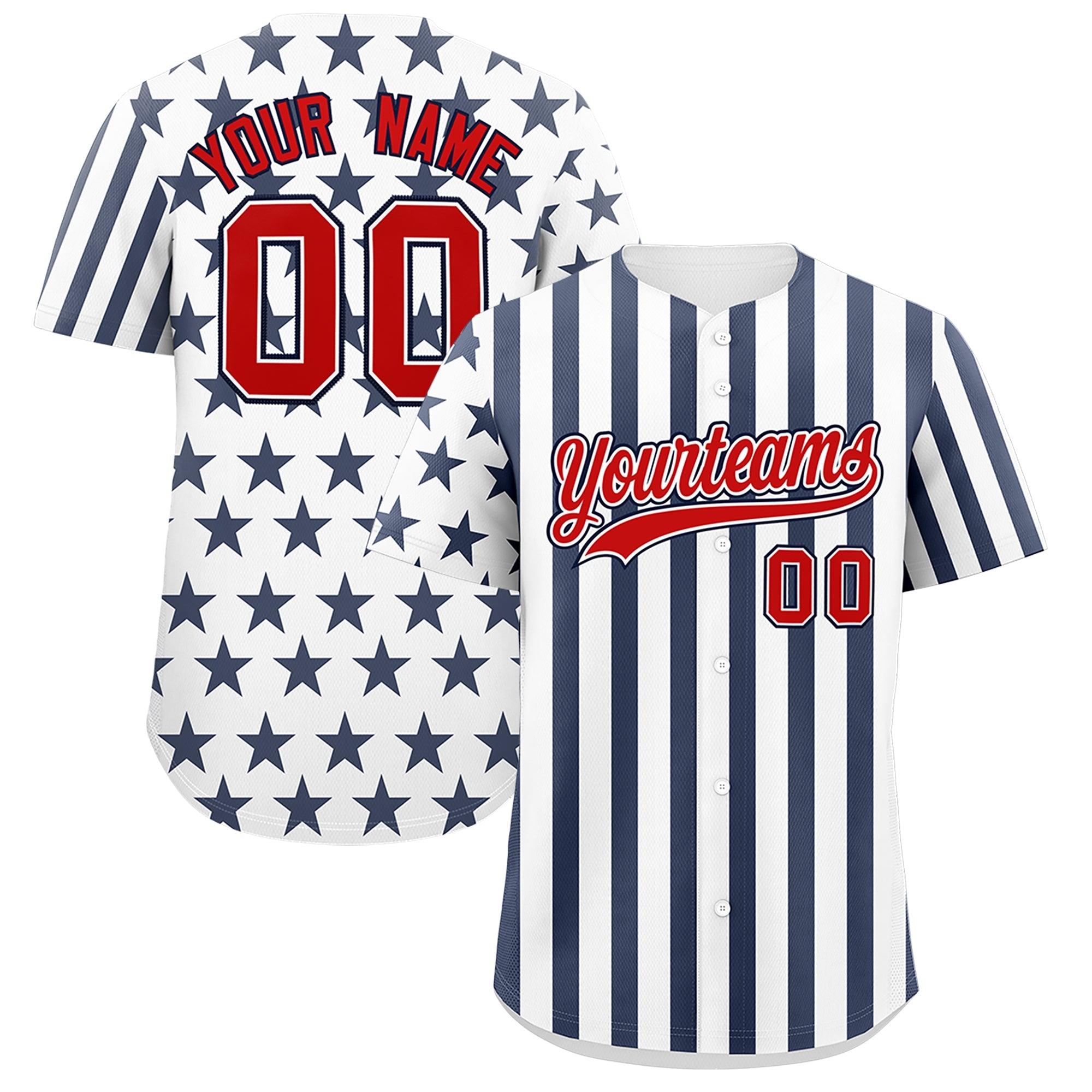 Benutzerdefiniertes Graffiti-Muster-Baseball-Trikot mit amerikanischer Flagge
