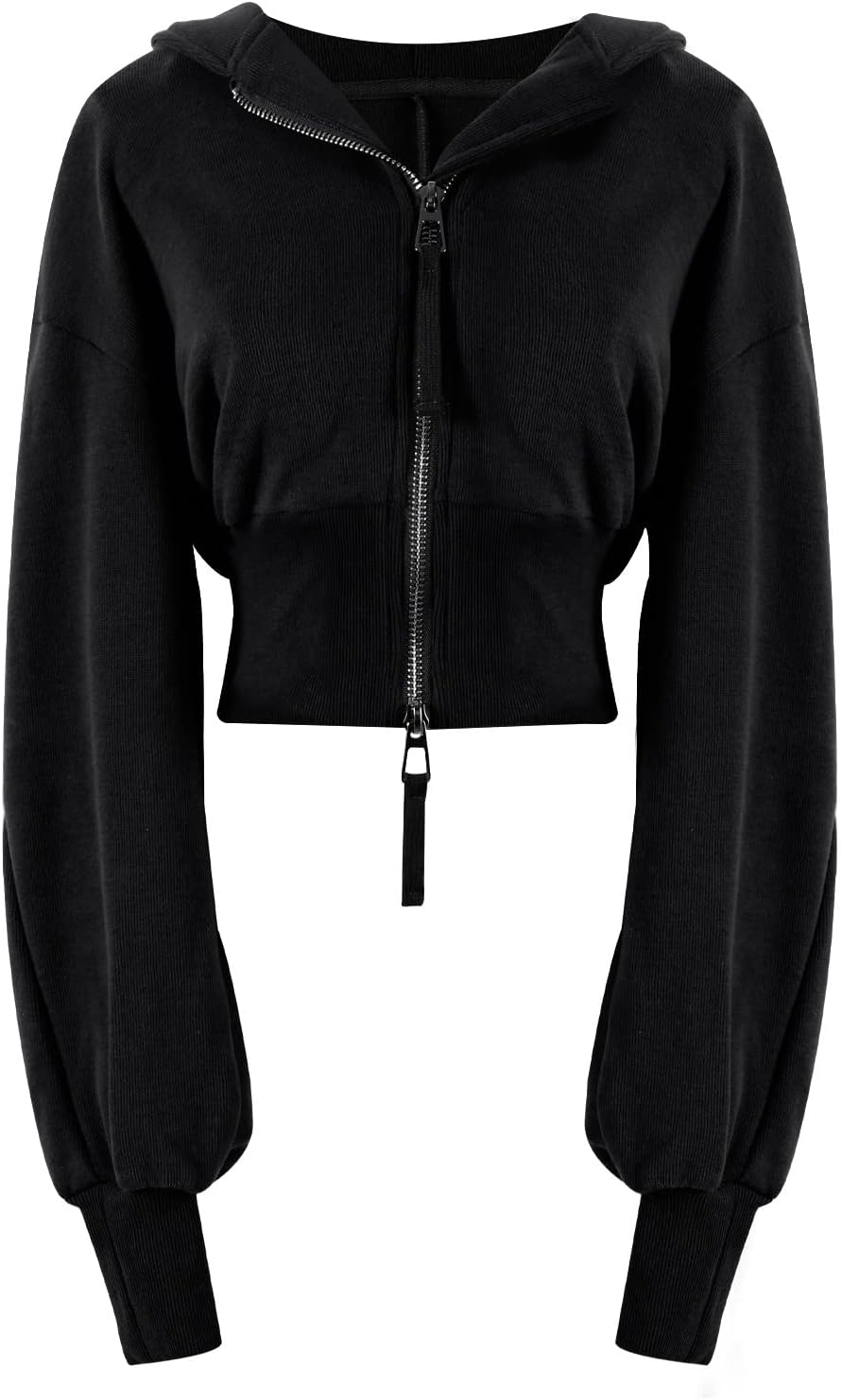 Cropped Hoodie Women Zip Up Long Sleeve Sweatshirts Casual Hooded Workout Jacket Crop