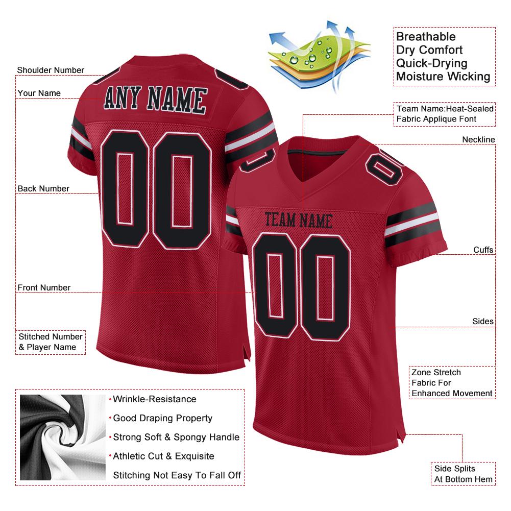 Custom Cardinal Black-White Classic Style Mesh Authentic Football Jersey Custom Cardinal Black-White Classic Style Mesh Authentic Football Jersey