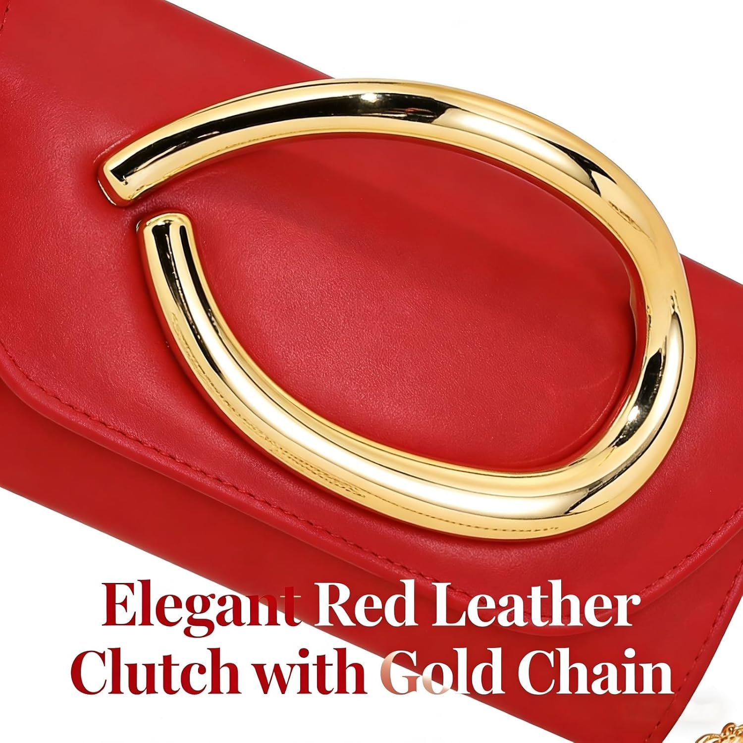 Women's Red Envelope Clutch Purse Gold Buckle Evening Bag Women's Red Envelope Clutch Purse Gold Buckle Evening Bag