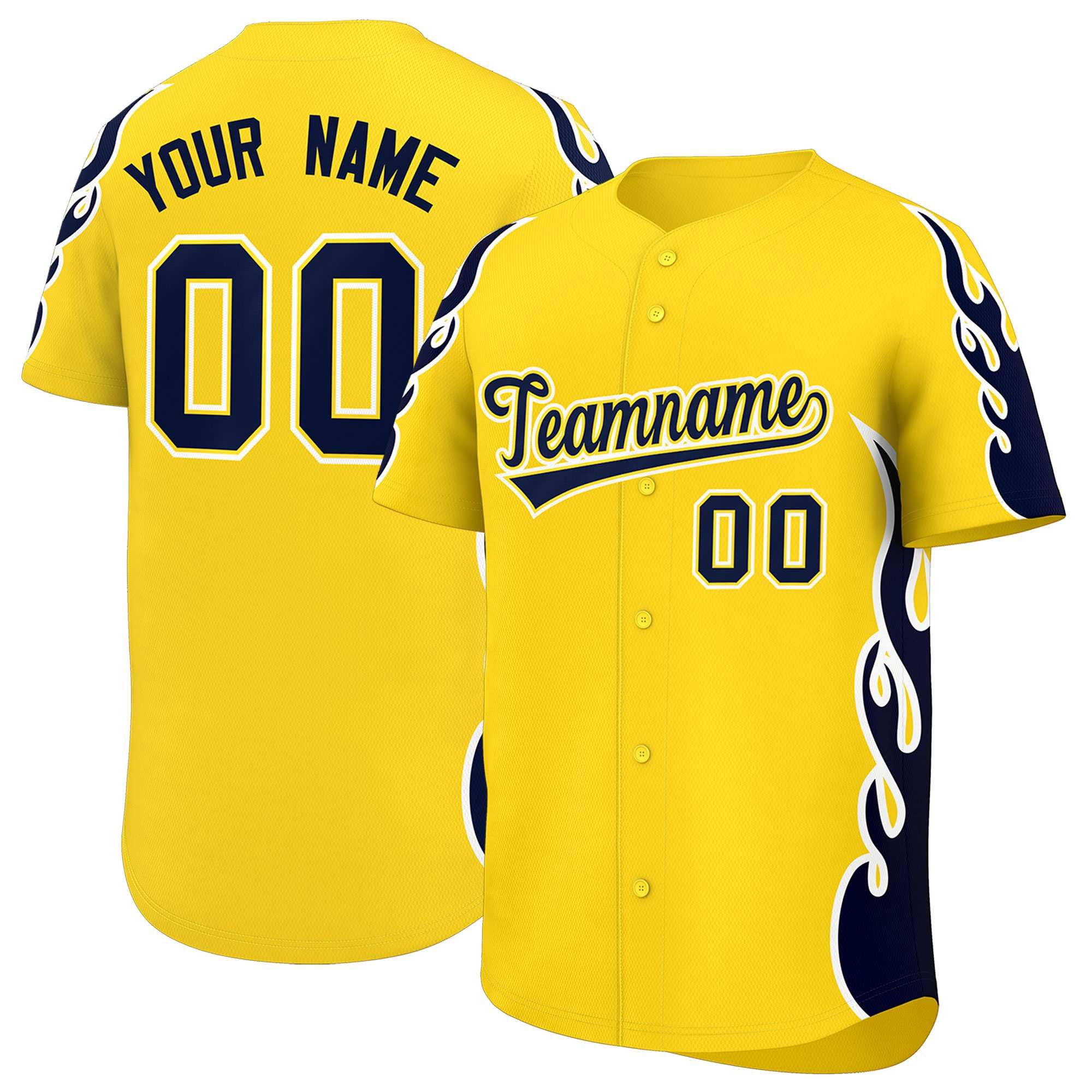 Benutzerdefiniertes Baseball-Trikot mit Seitenflammen-Umrissmuster für Sportuniformen