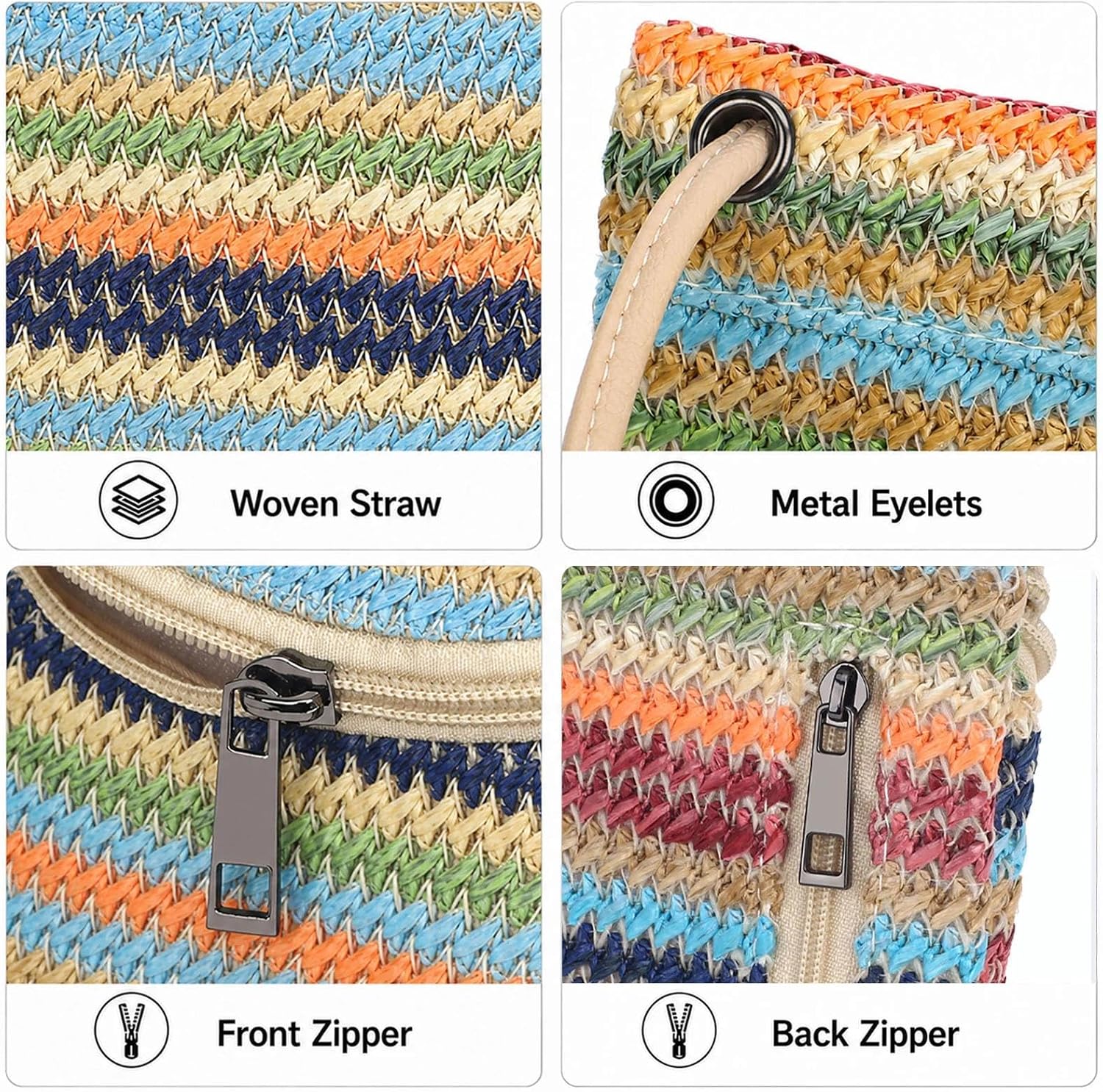 Women's Woven Straw Crossbody Phone Purse with Adjustable Strap
