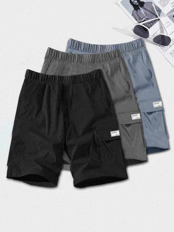 Lose gewebte Shorts in Schwarz für Teenager