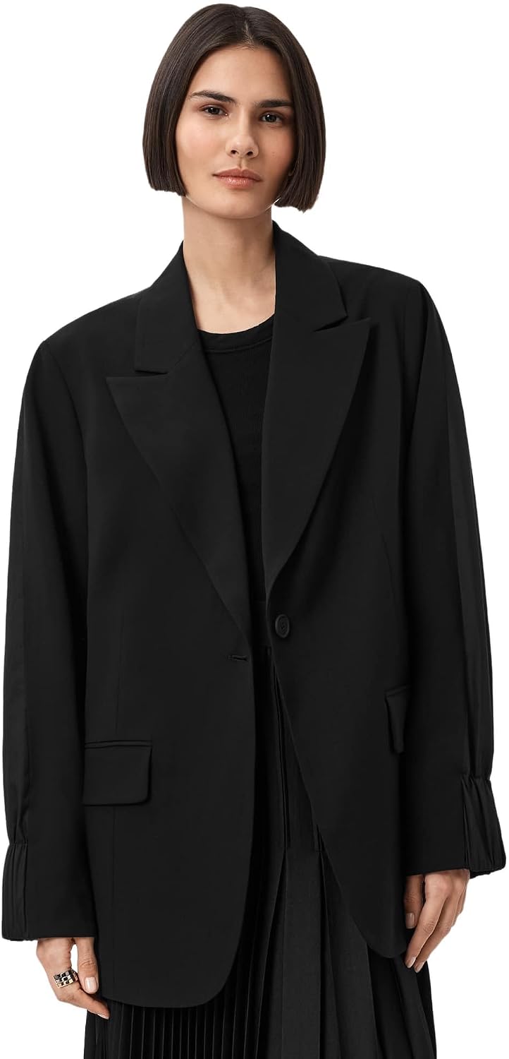 Women's Oversized Single Button Blazer Black