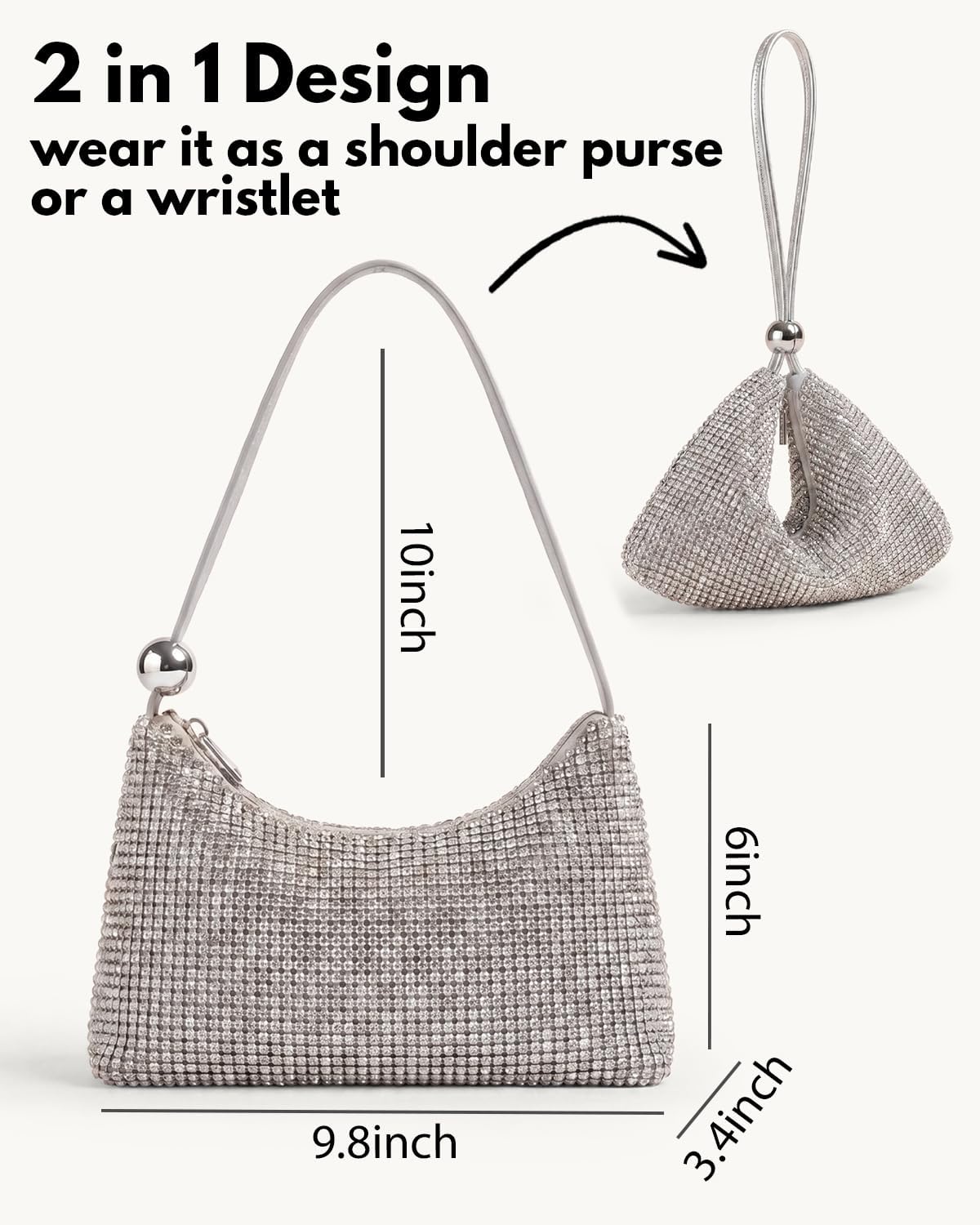 Women's Rhinestone Mesh Clutch Evening Purse with Wristlet Women's Rhinestone Mesh Clutch Evening Purse with Wristlet