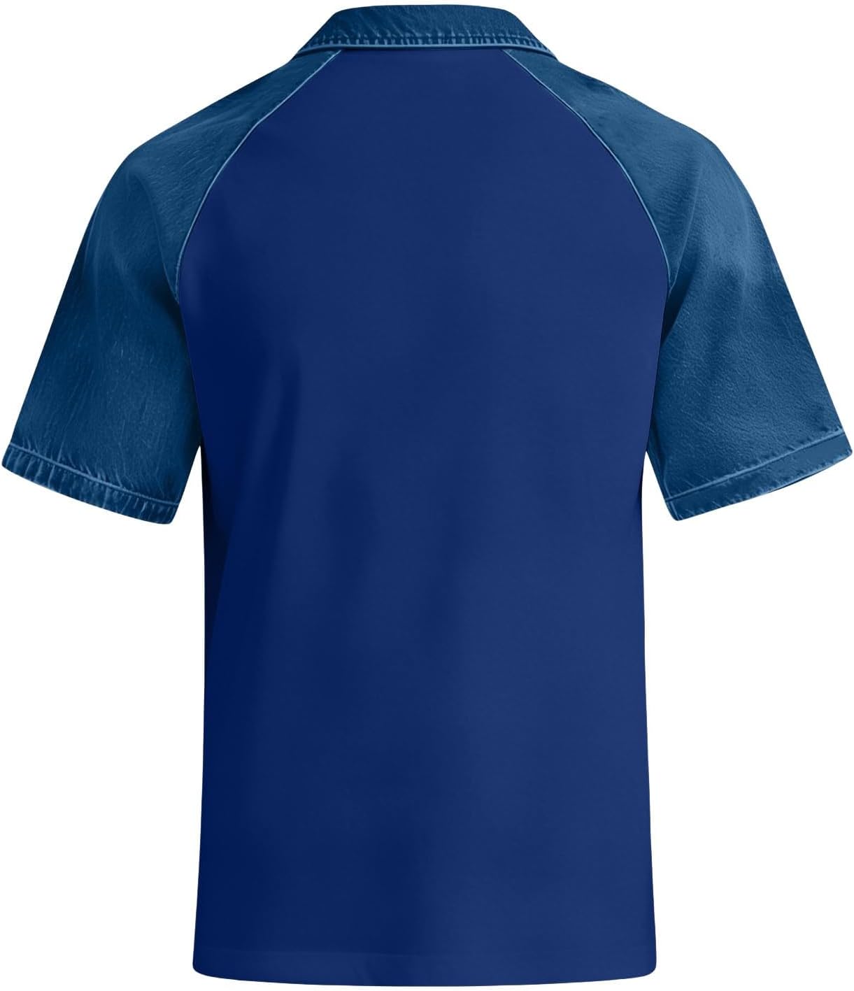 Men's Faux Denim Polo Shirt Color Block Blue Men's Faux Denim Polo Shirt Color Block Blue
