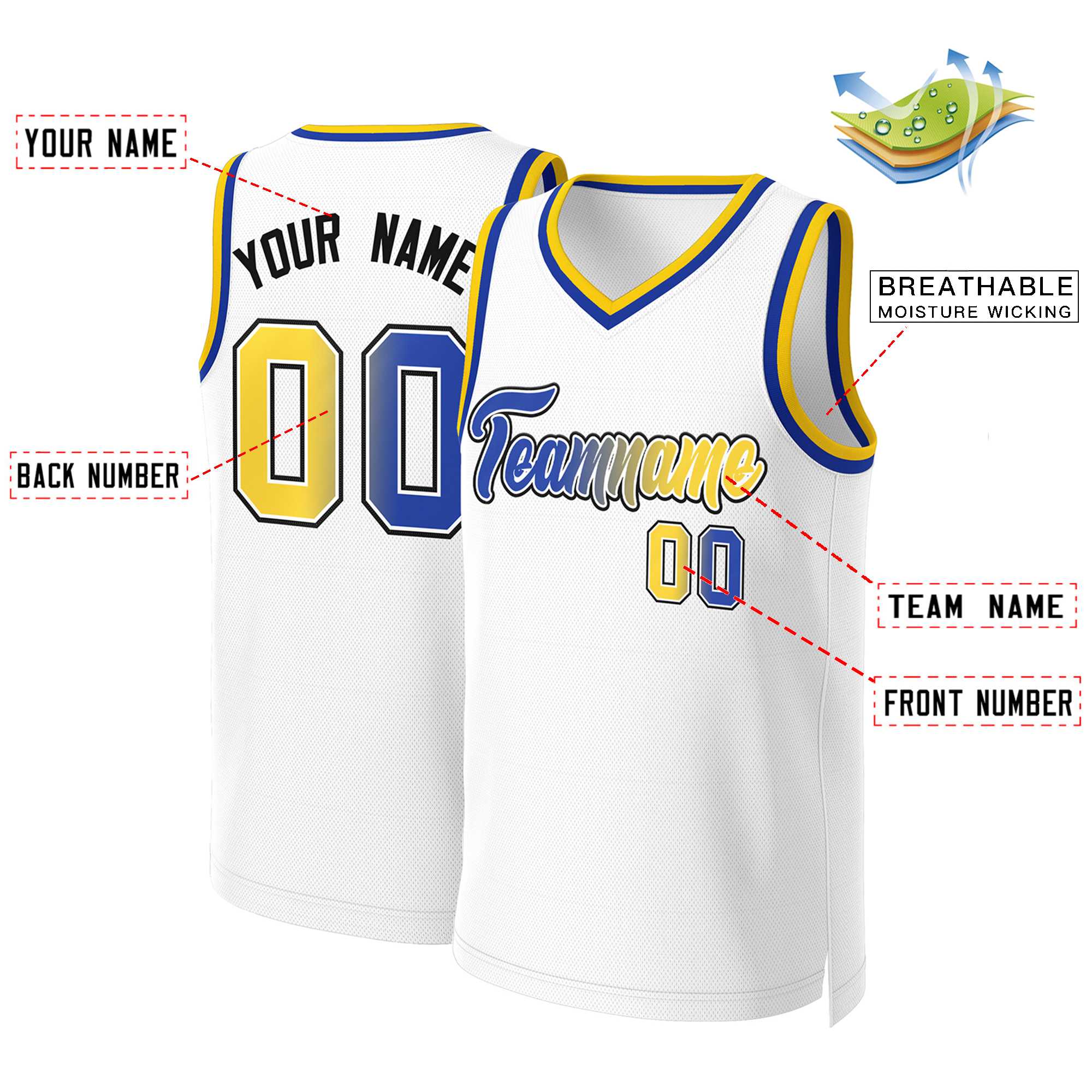 Benutzerdefiniertes Basketballtrikot mit klassischem Farbverlauf und modischen Oberteilen