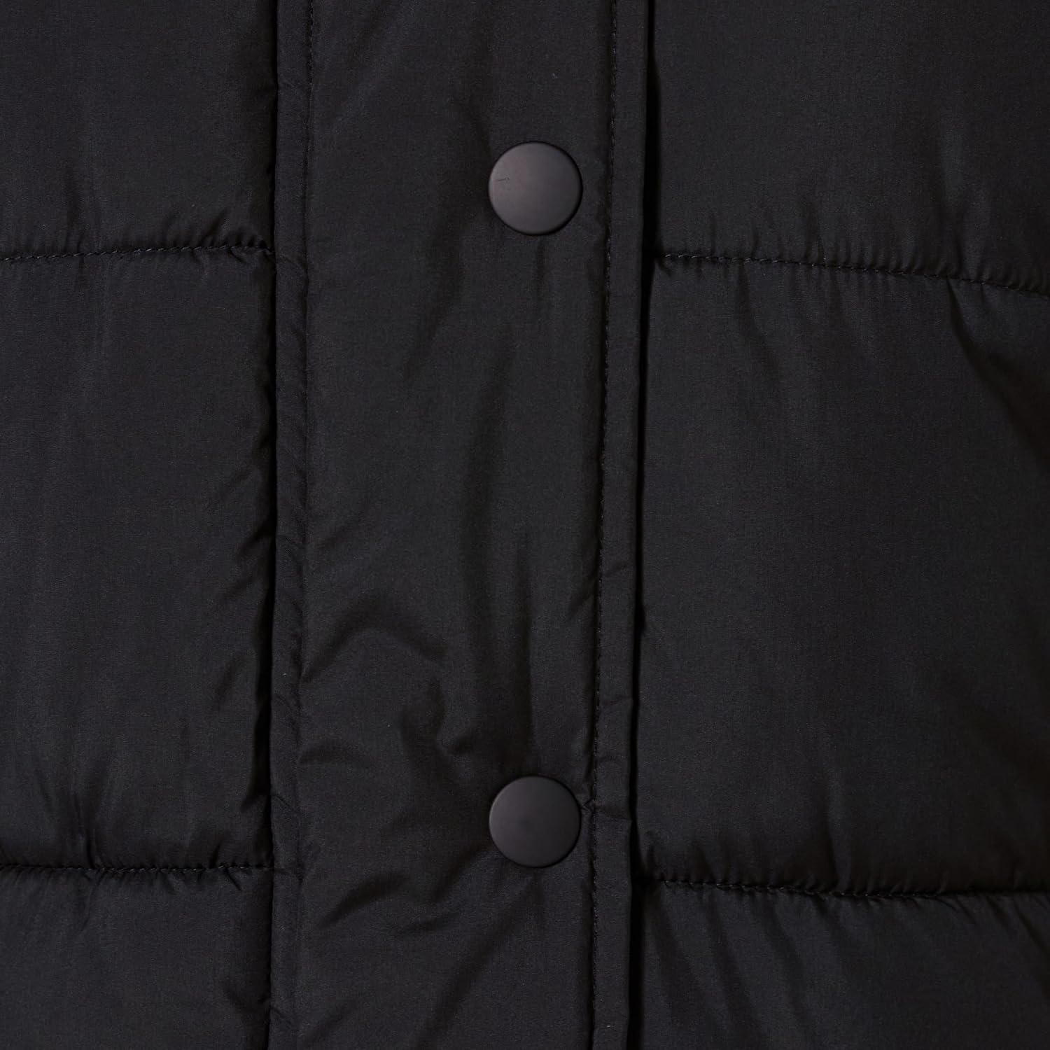Women's Heavyweight Quilted Hooded Puffer Coat Snap Front Black