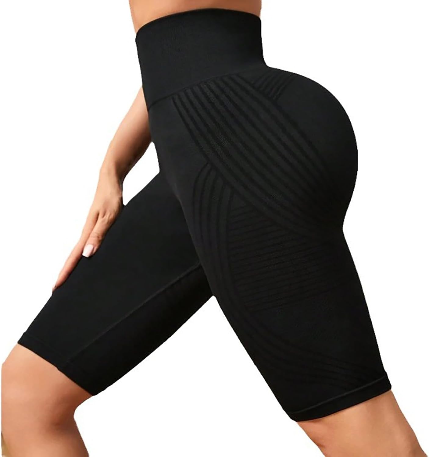 Women's High Waisted Seamless Biker Shorts Black