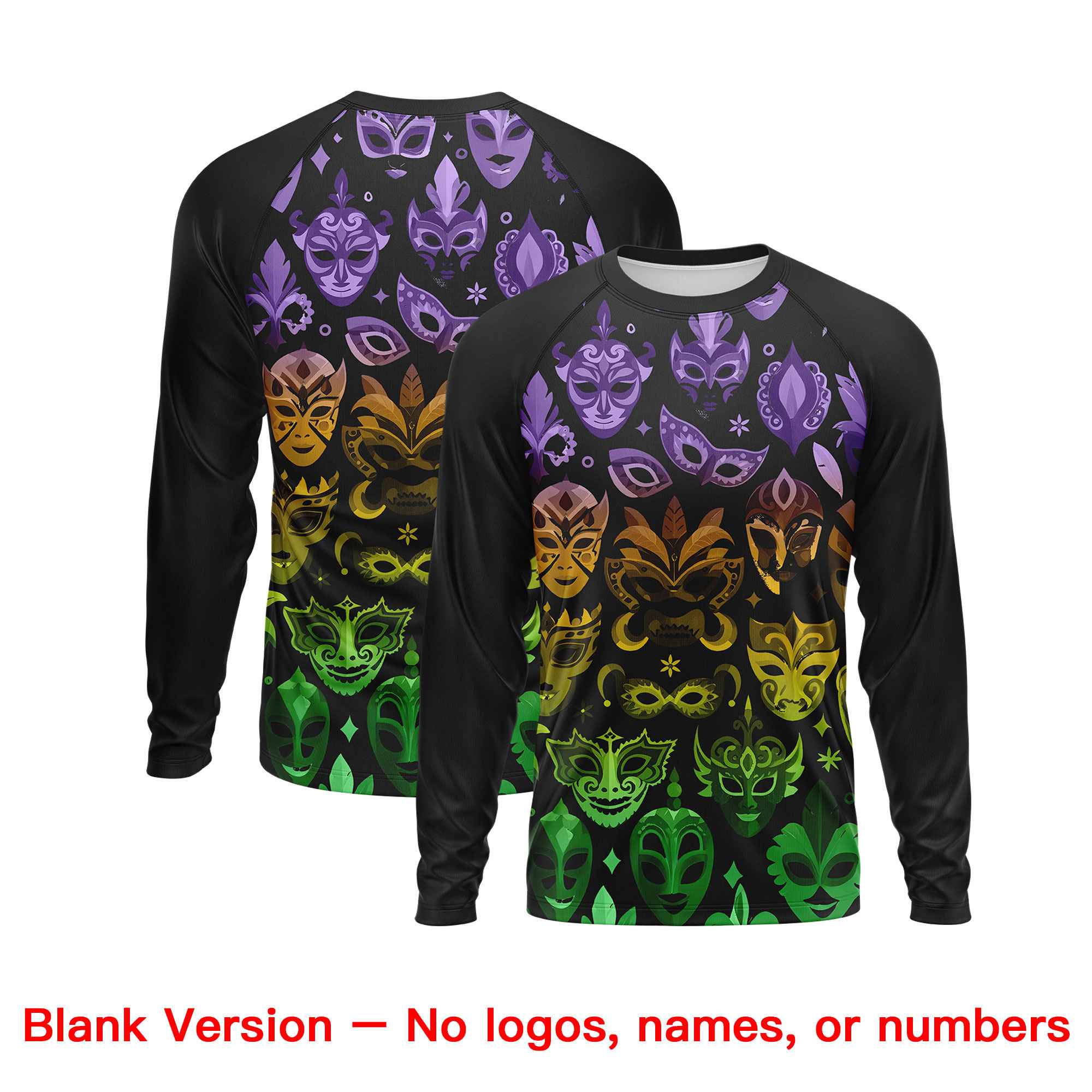 Benutzerdefiniertes, personalisiertes Mardi Gras Langarm-Performance-T-Shirt mit Rundhalsausschnitt