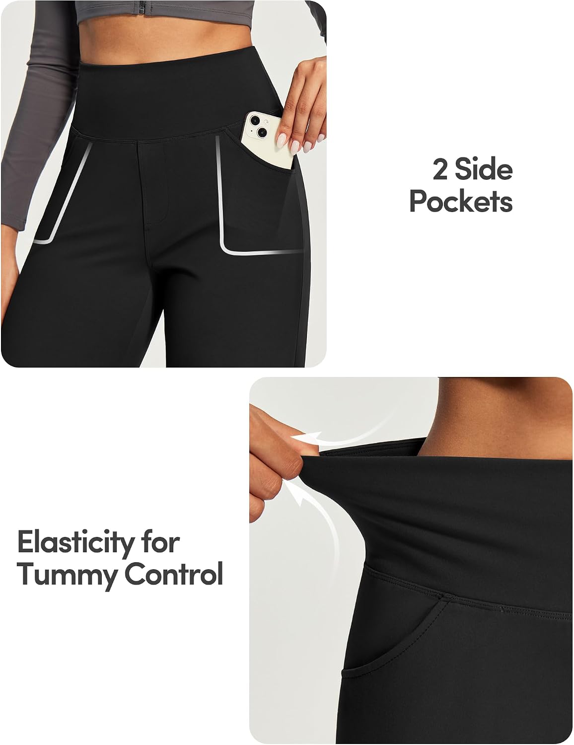 Women's High Waist Wide Leg Pants Tummy Control Black