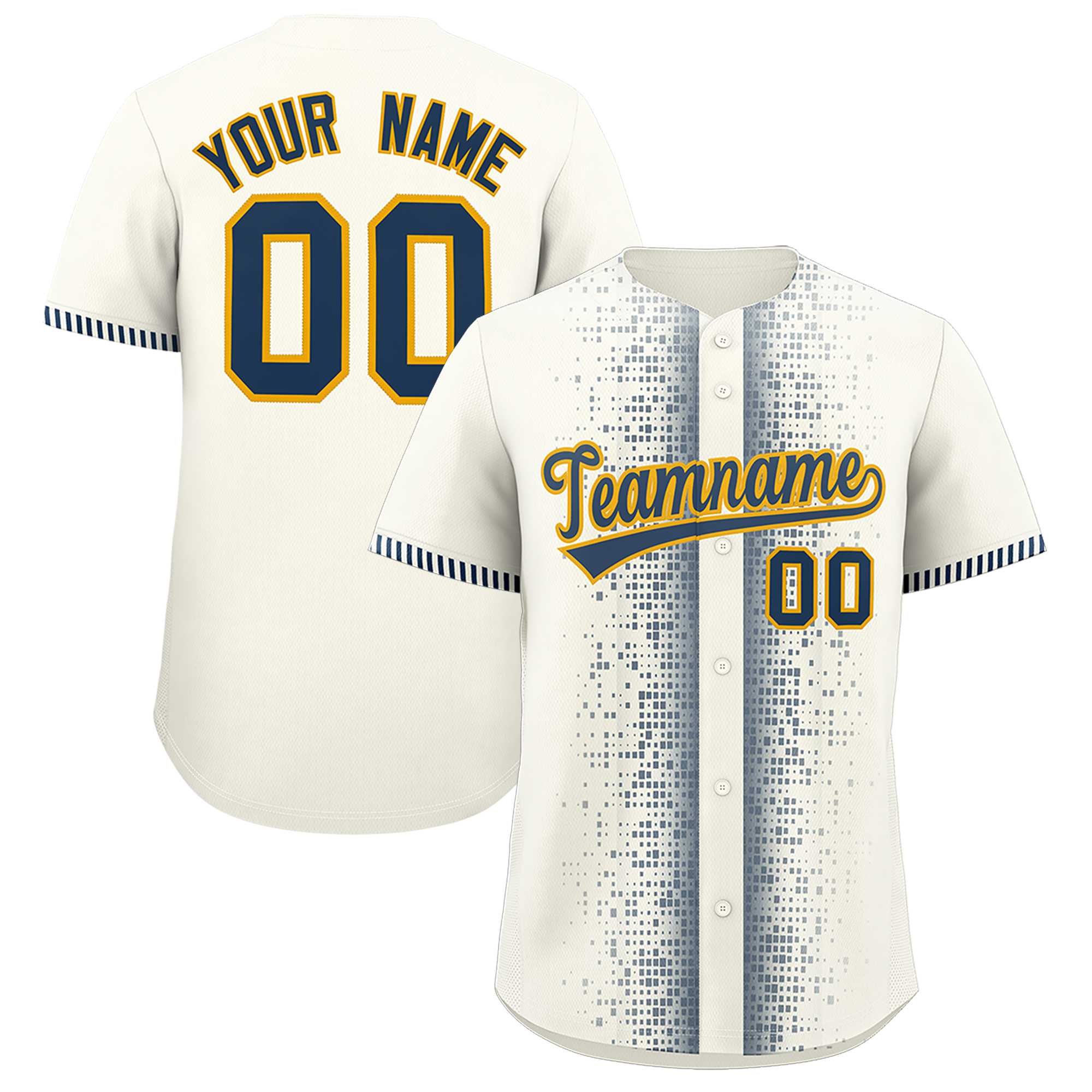 Benutzerdefiniertes, mitternachtsblaues, personalisiertes authentisches Baseball-Trikot mit phonetischem Rhythmus