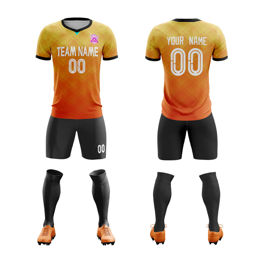 Benutzerdefiniertes orange-gelbes, weiches Fußball-Set-Trikot
