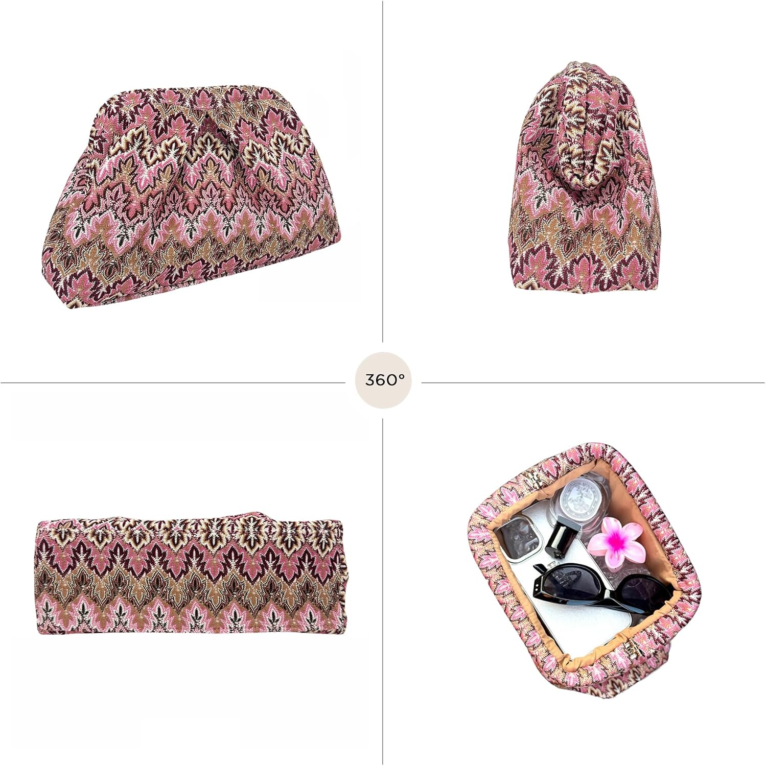 Women's Jacquard Knit Clutch Purse Pattern Dumpling Evening Bag Women's Jacquard Knit Clutch Purse Pattern Dumpling Evening Bag