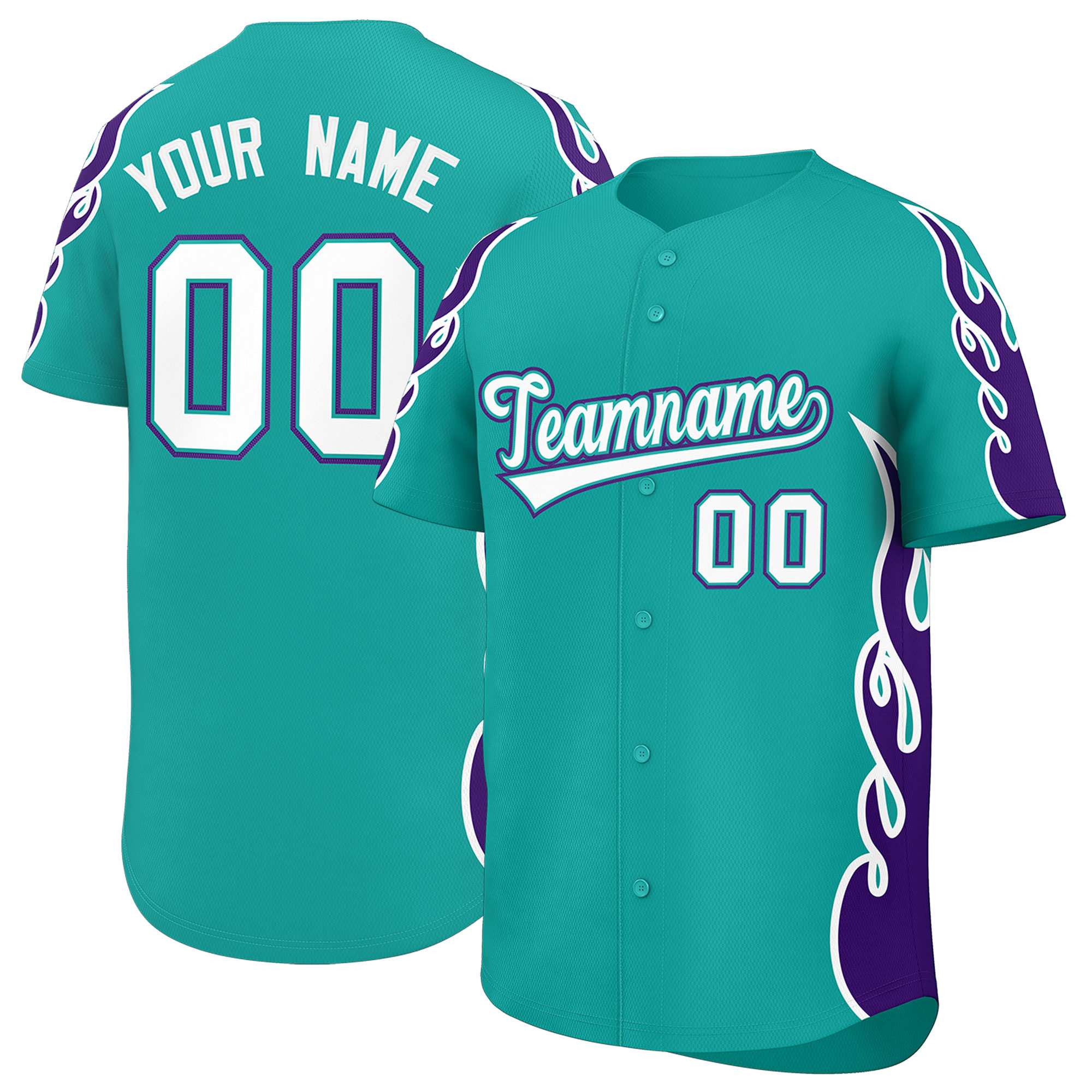 Benutzerdefiniertes Baseball-Trikot mit Seitenflammen-Umrissmuster für Sportuniformen