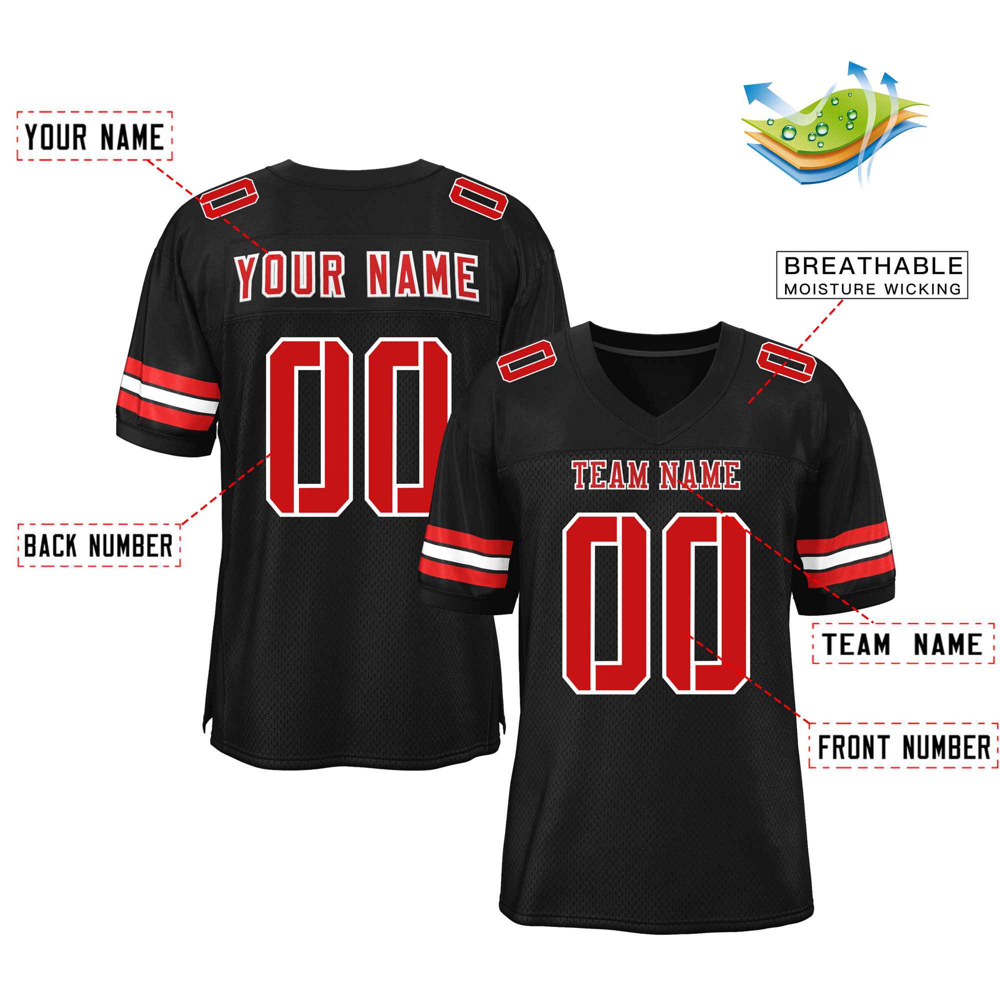 Maßgeschneidertes authentisches Mesh-Fußballtrikot im klassischen Stil