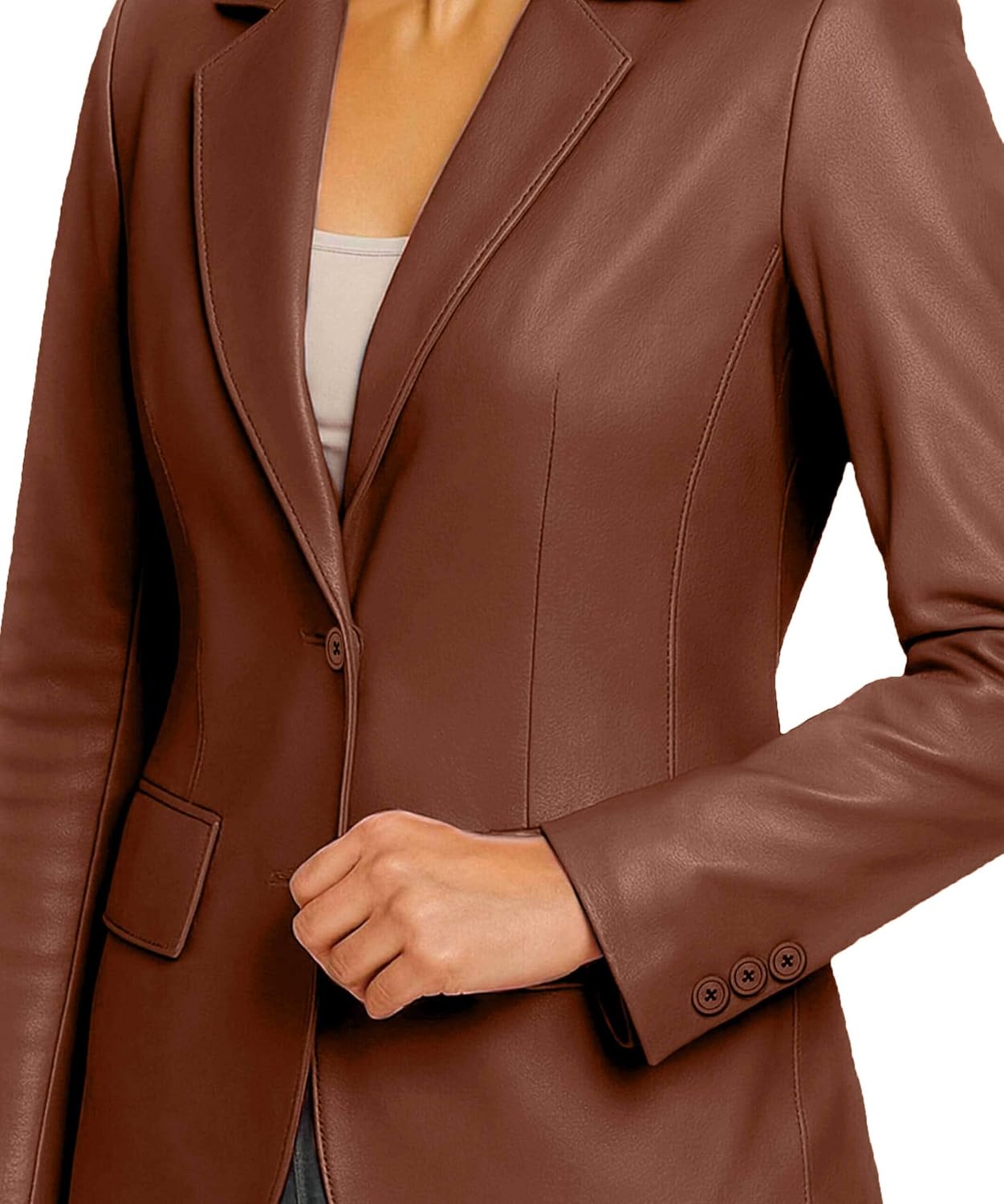 Women's Leather Blazer Jacket - Sports Style Real Lambskin Blazers & Coats Women's Leather Blazer Jacket - Sports Style Real Lambskin Blazers & Coats