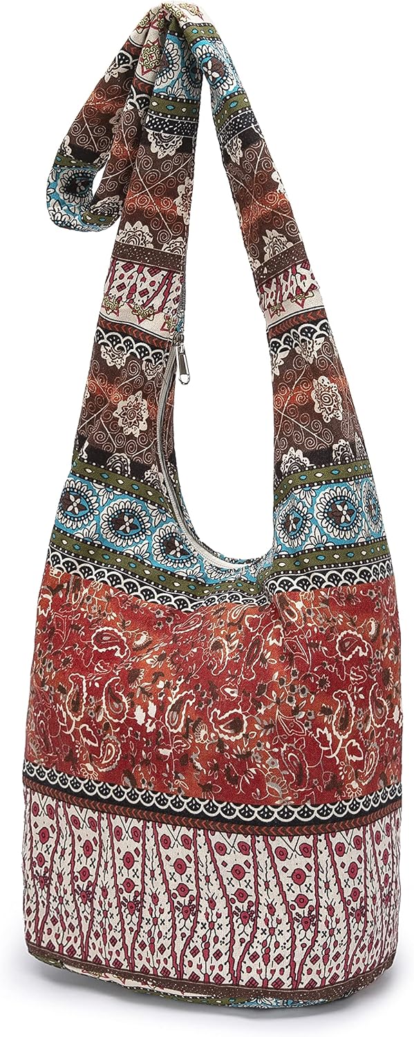 Women's Bohemian Patchwork Canvas Hobo Shoulder Bag Women's Bohemian Patchwork Canvas Hobo Shoulder Bag