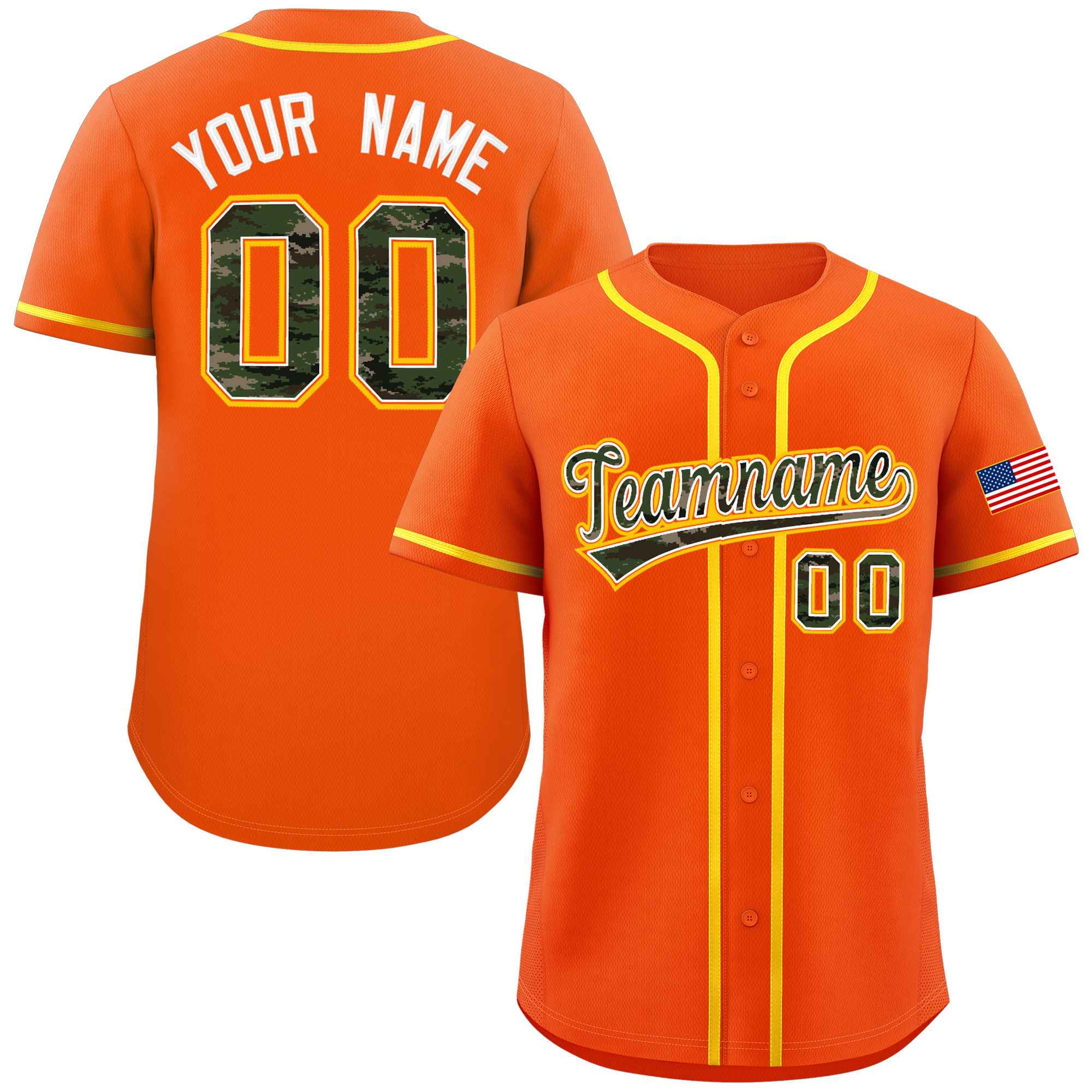 Benutzerdefinierte personalisierte Camo-Schriftart authentisches Baseball-Trikot