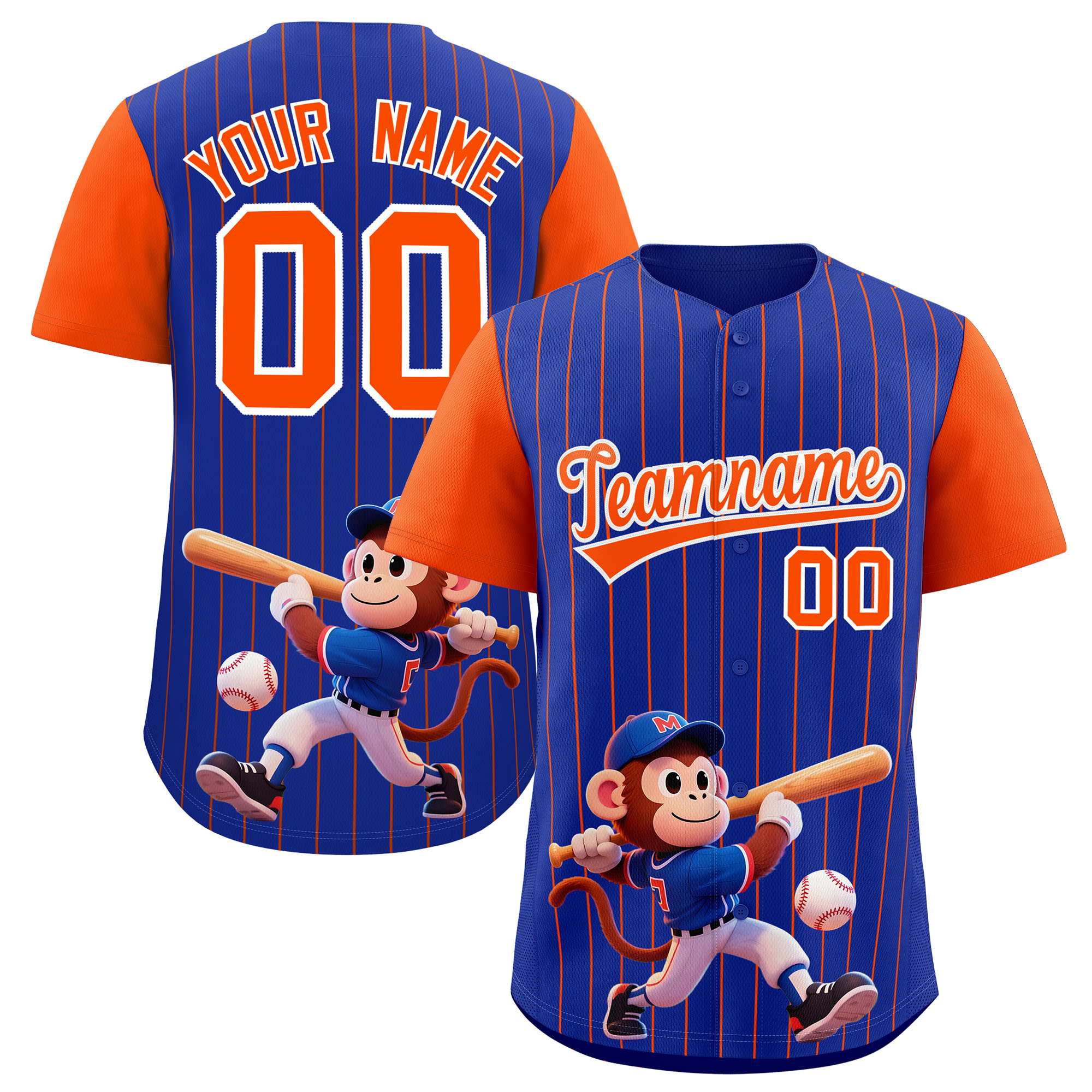 Authentisches Baseball-Trikot mit individuellem Streifen-Tiere-Graffiti-Muster, Raglanärmeln Authentisches Baseball-Trikot mit individuellem Streifen-Tiere-Graffiti-Muster, Raglanärmeln