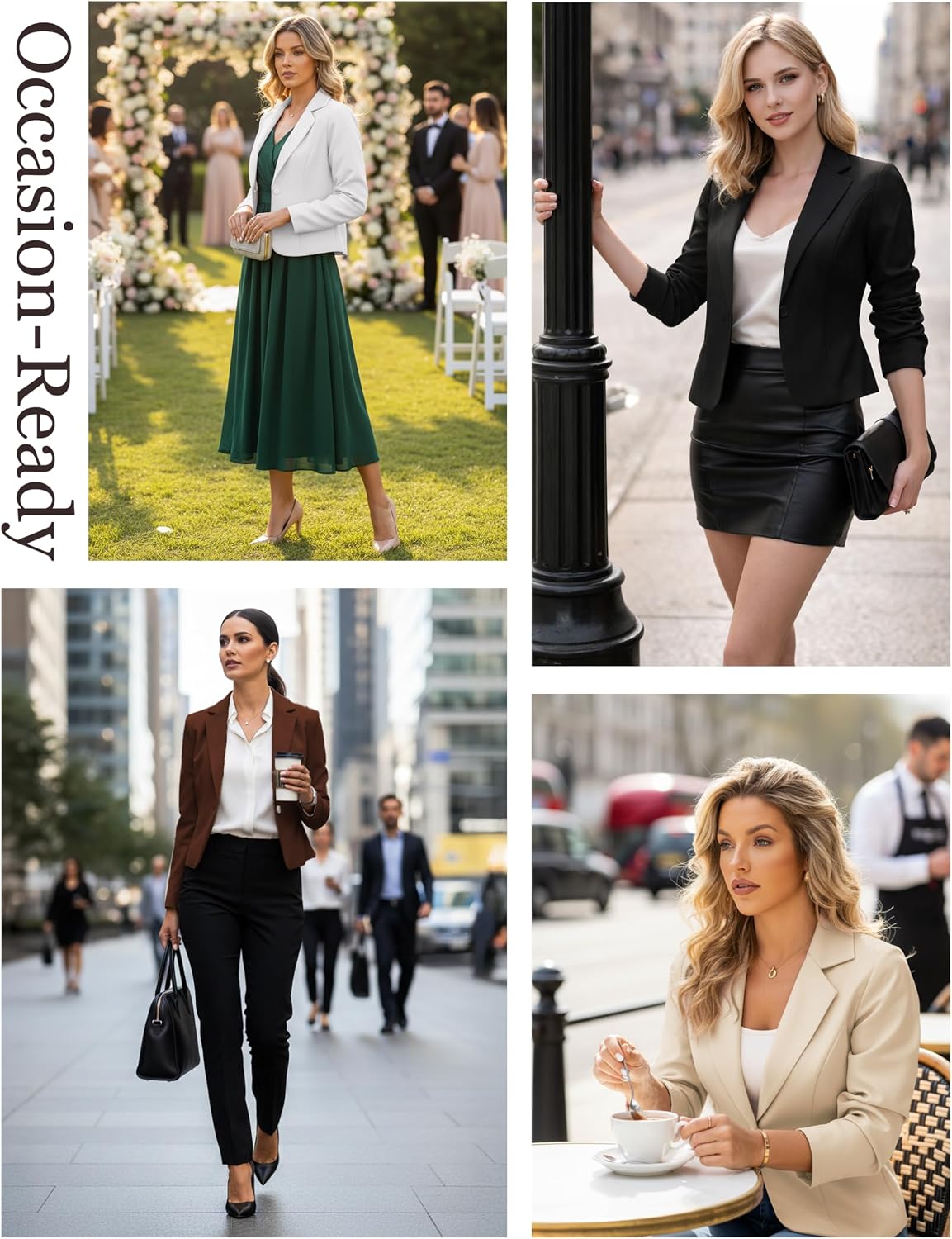 Cropped Blazers for Women - Lightweight Fully Lined Long Sleeve Notch Lapel Business Suit Jackets