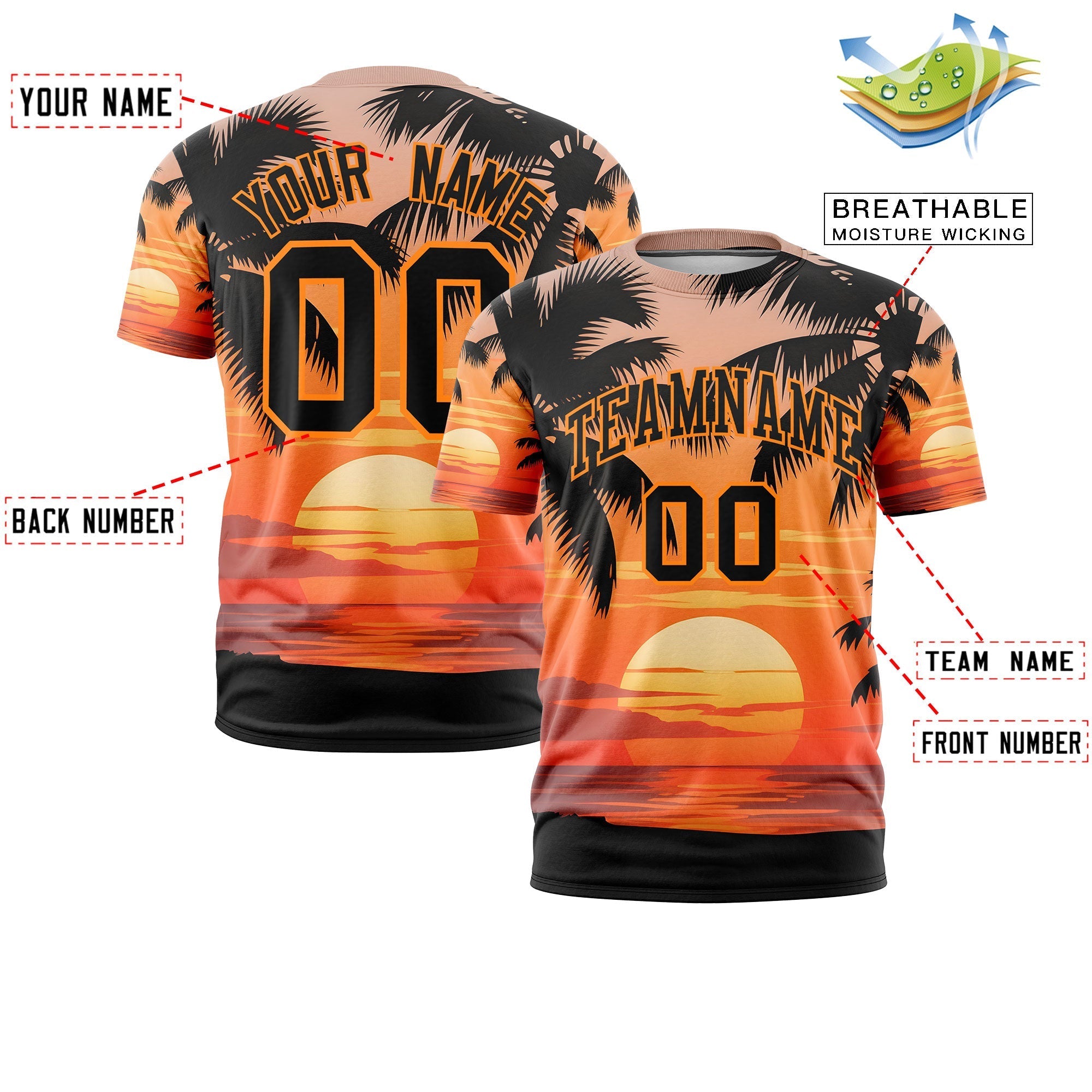 Benutzerdefiniertes T-Shirt im hawaiianischen Stil mit Graffiti-Muster