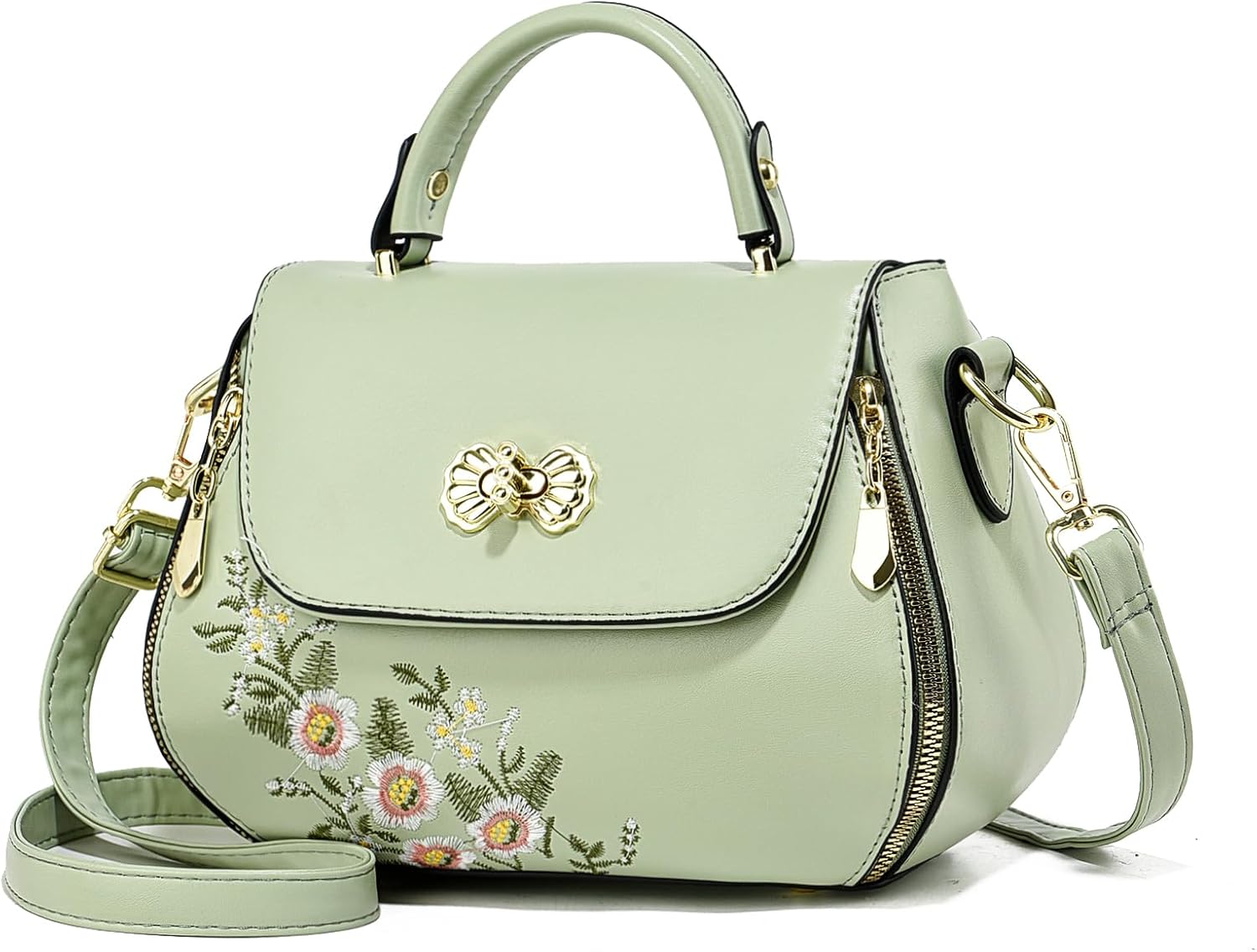 Women's Embroidered Top Handle Satchel Purse