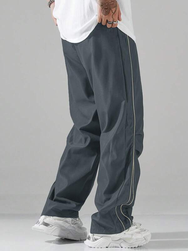 Herren-Freizeithose mit Buchstabendruck, Kordelzug in der Taille, plissierte Tasche, winddichte Jogginghose, lockerer Street-Style, schnell trocknende Fallschirmjäger-Arbeitshose im amerikanischen Retro-Stil, saubere Slim-Fit-Hose für Herren im Sommer, lo