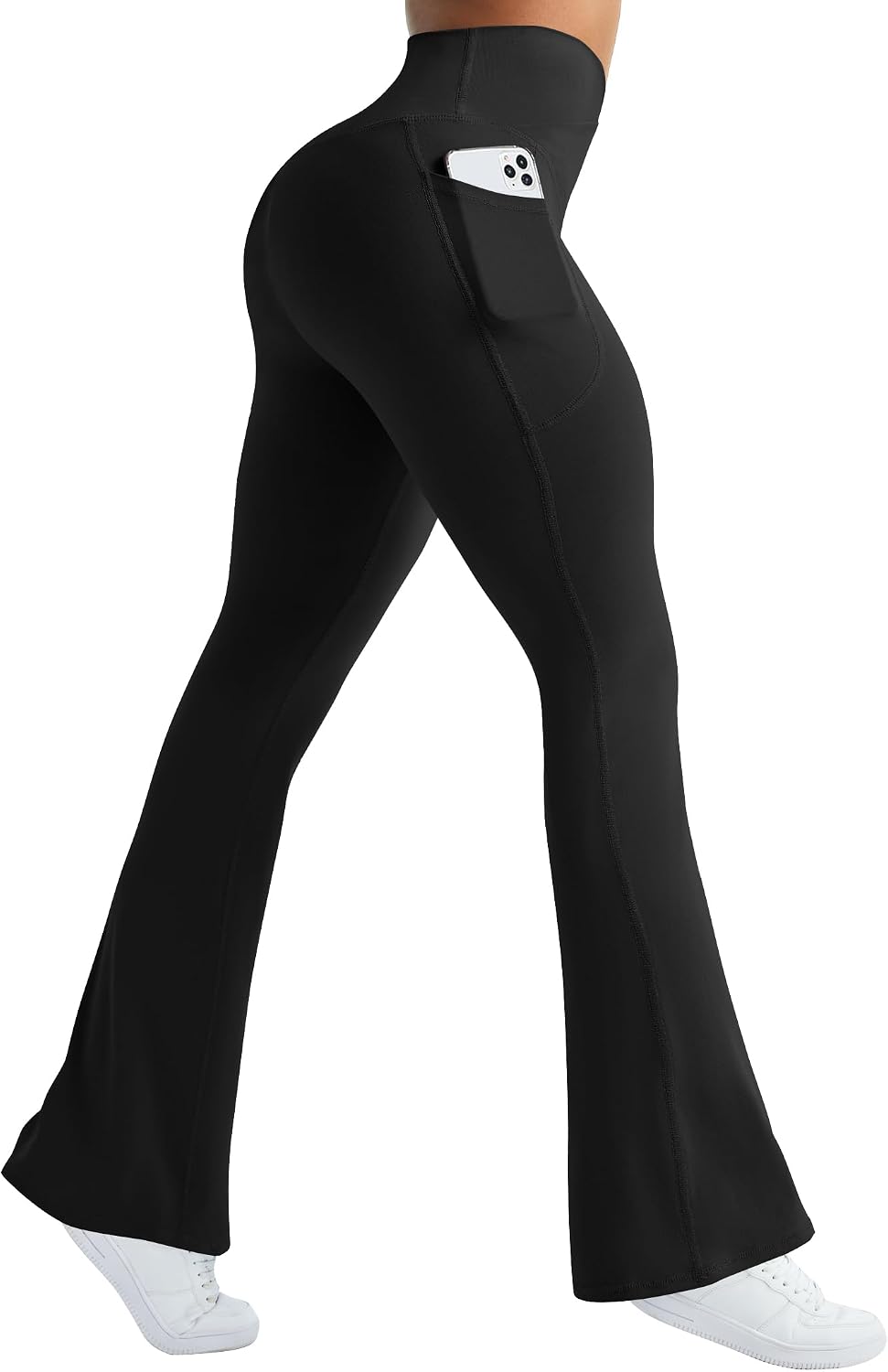 Women's Crossover High Waist Flare Yoga Pants Black
