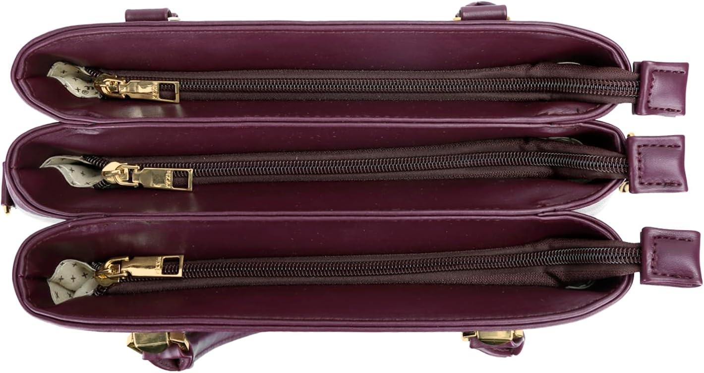Women's Diamond Jacquard Top Handle Satchel Bag Plum